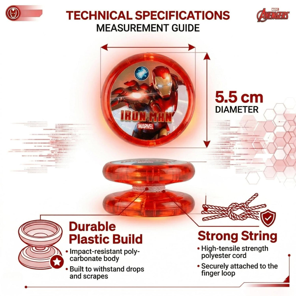 Iron Man Kids Licensed LED Light-Up YoYo 5.5cm – view 3