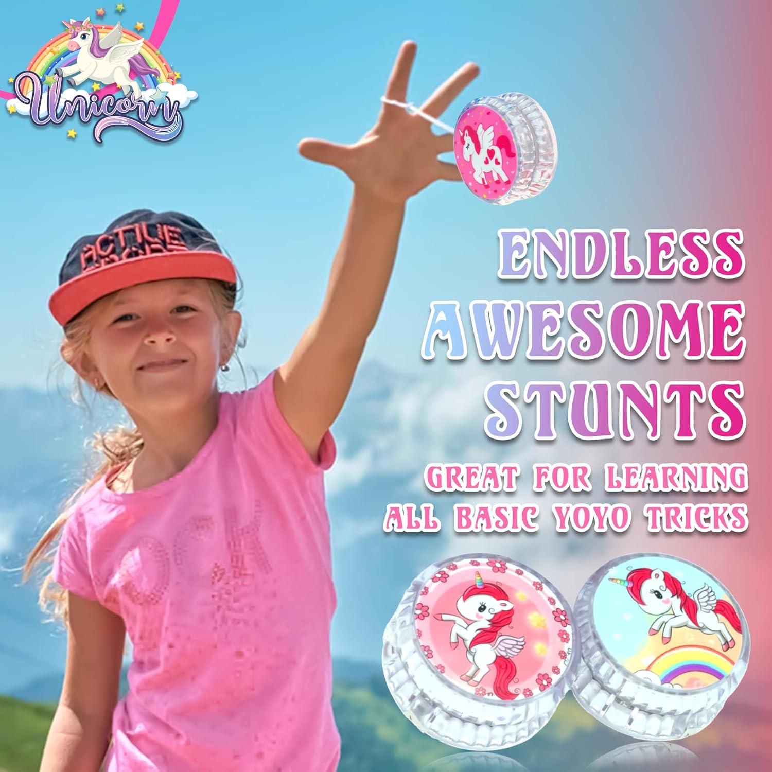 5.5cm LED Light-Up Unicorn Yo-Yos for Kids - Assorted