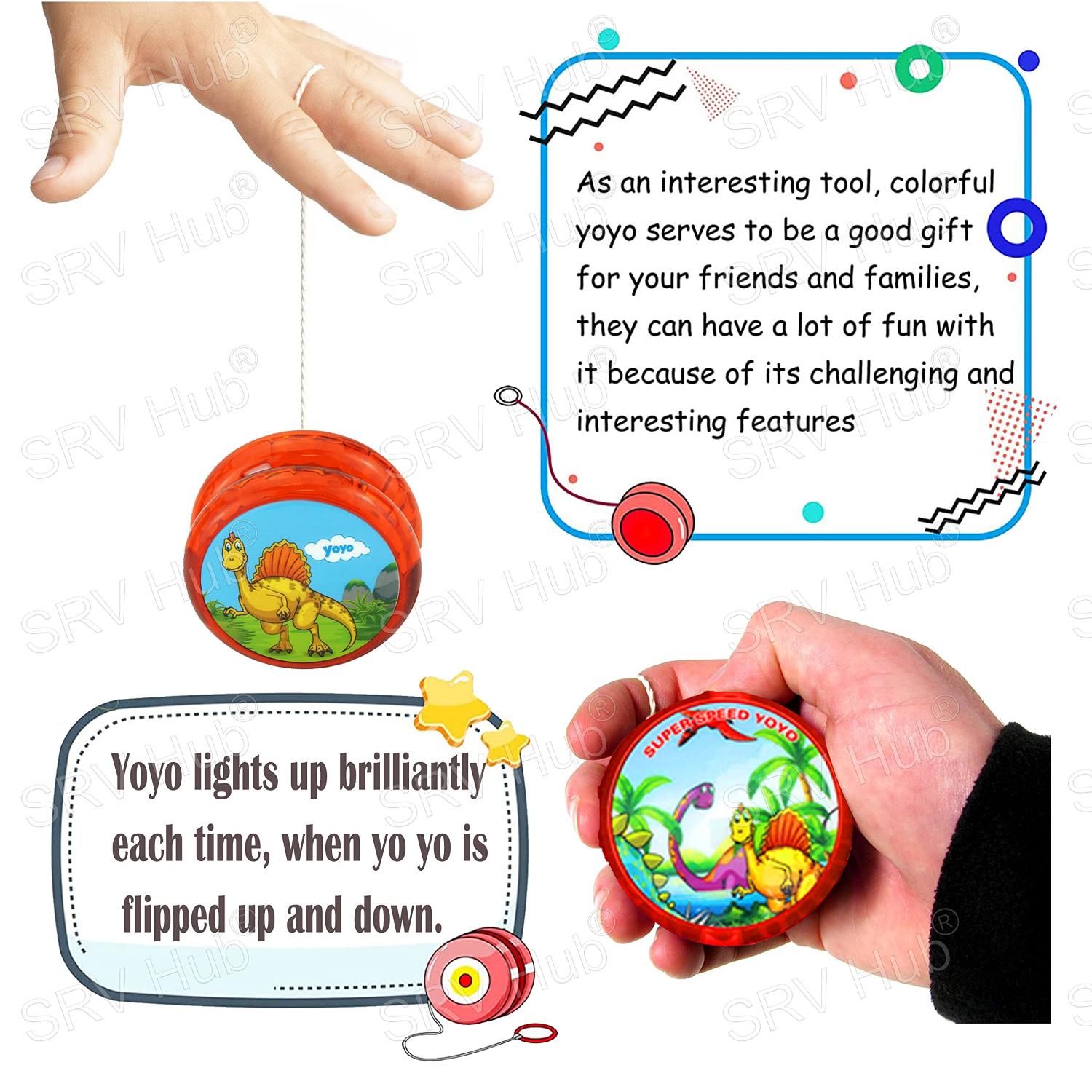 5.5cm Kids Light-Up Dinosaur Yo-Yo Toy with String - Assorted