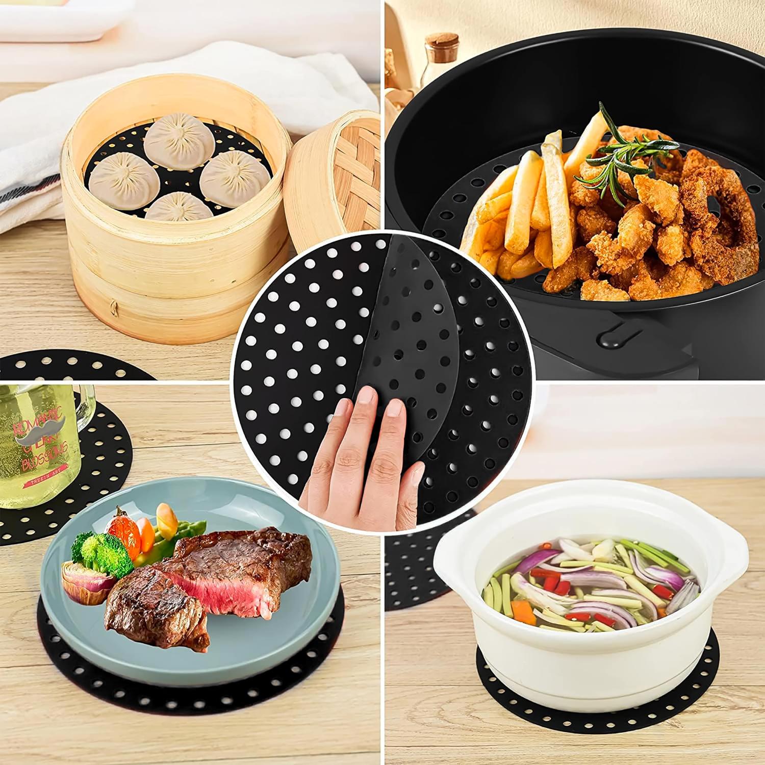 Reusable Silicone Air Fryer Mats Non-Stick Perforated Liners