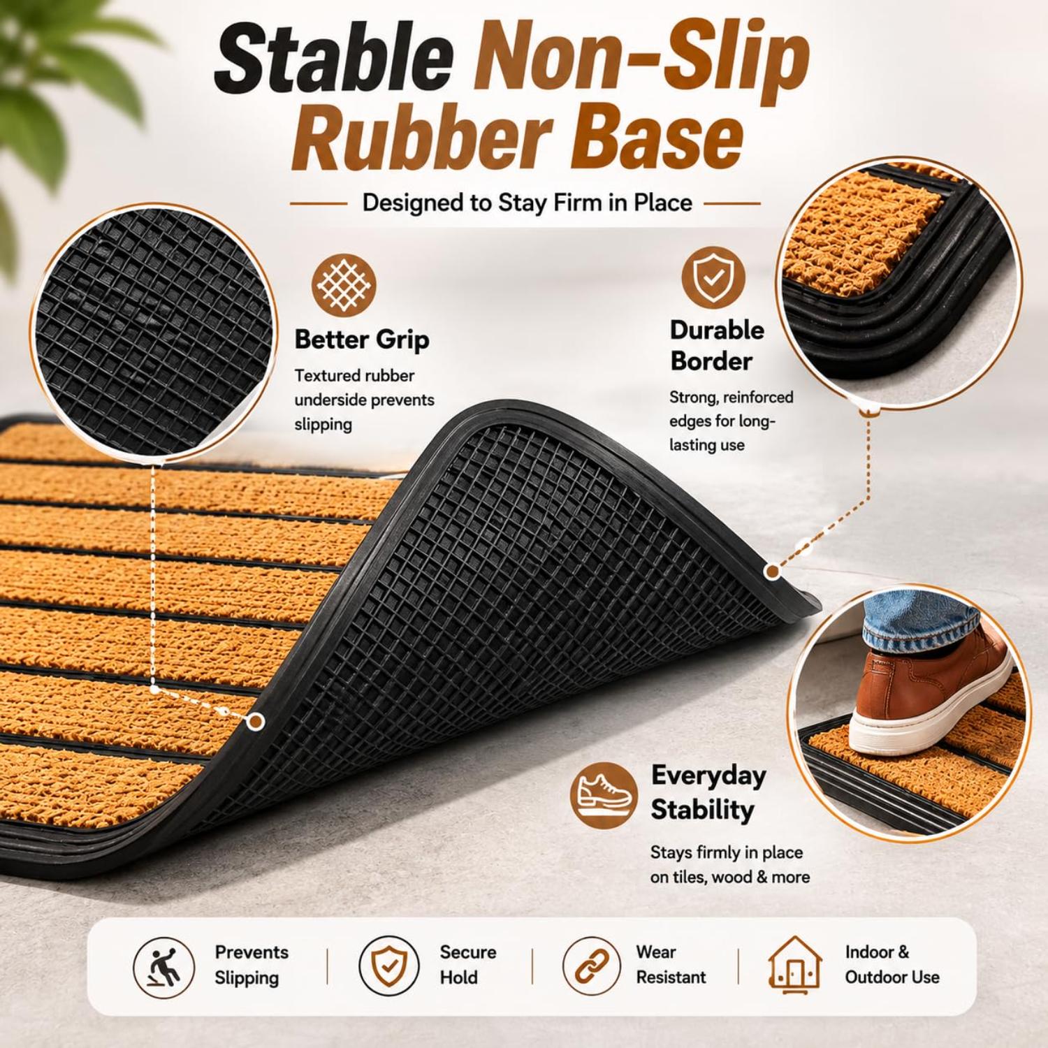 Coir & Rubber Door Mat Heavy Duty Non-Slip Entrance Mat