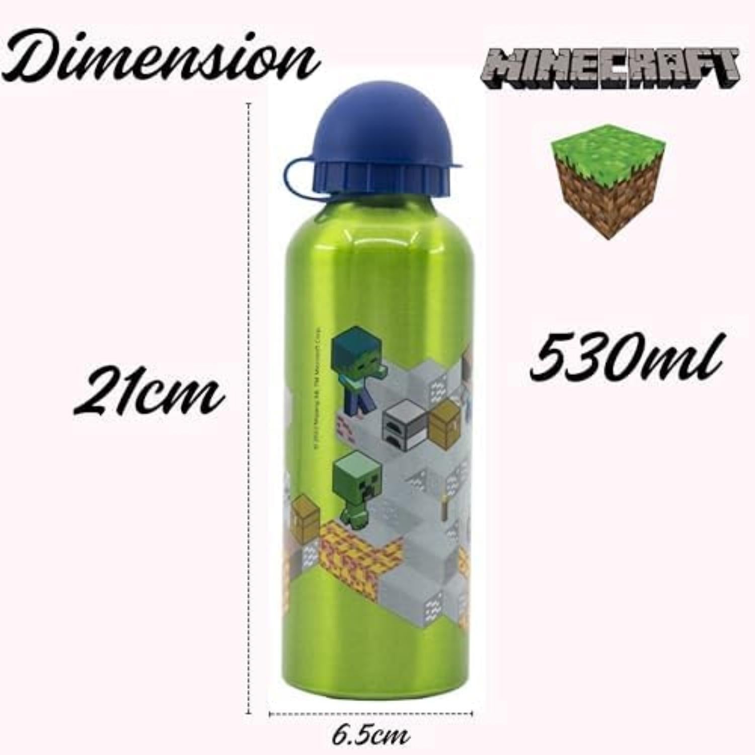 Aluminium Water Bottle 530ml - Minecraft