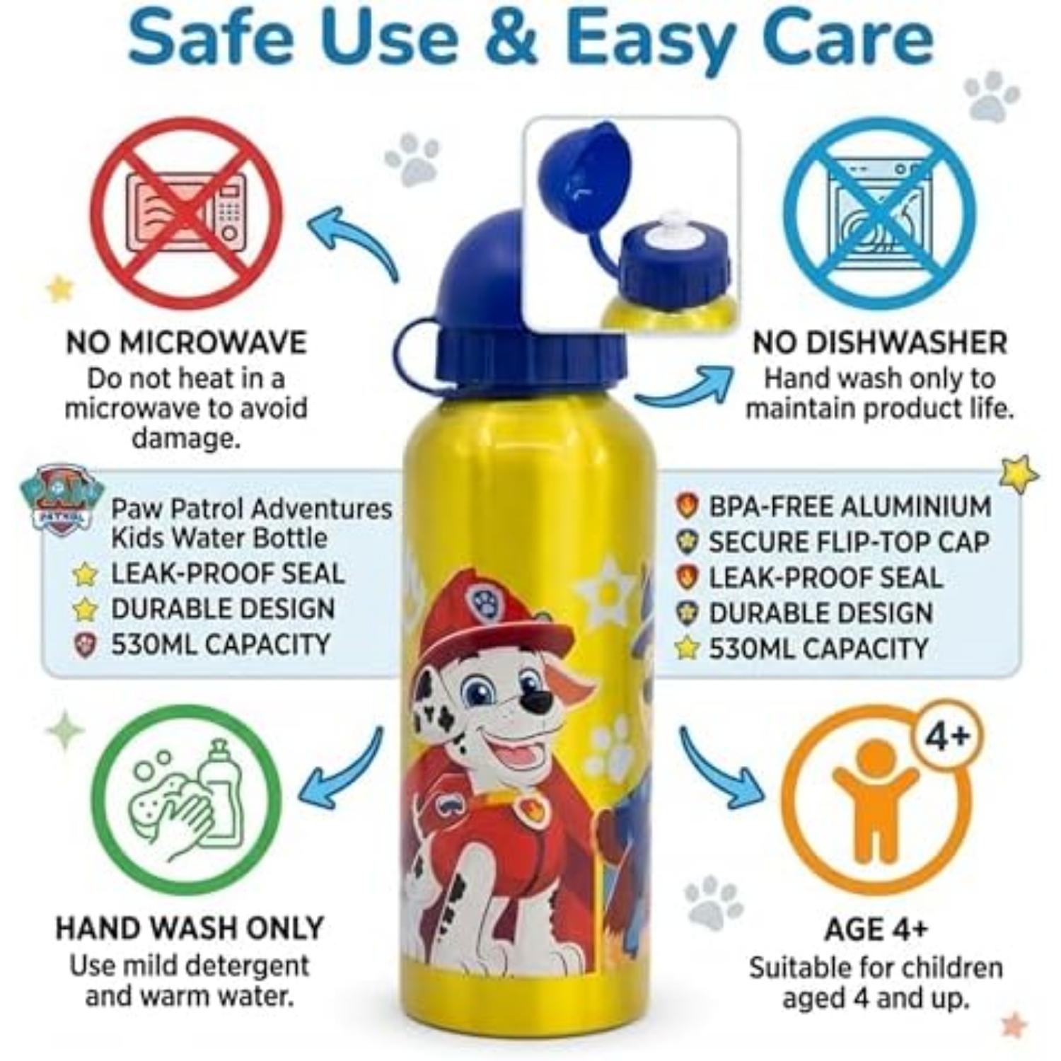 Aluminium Water Bottle 530ml - Paw Patrol