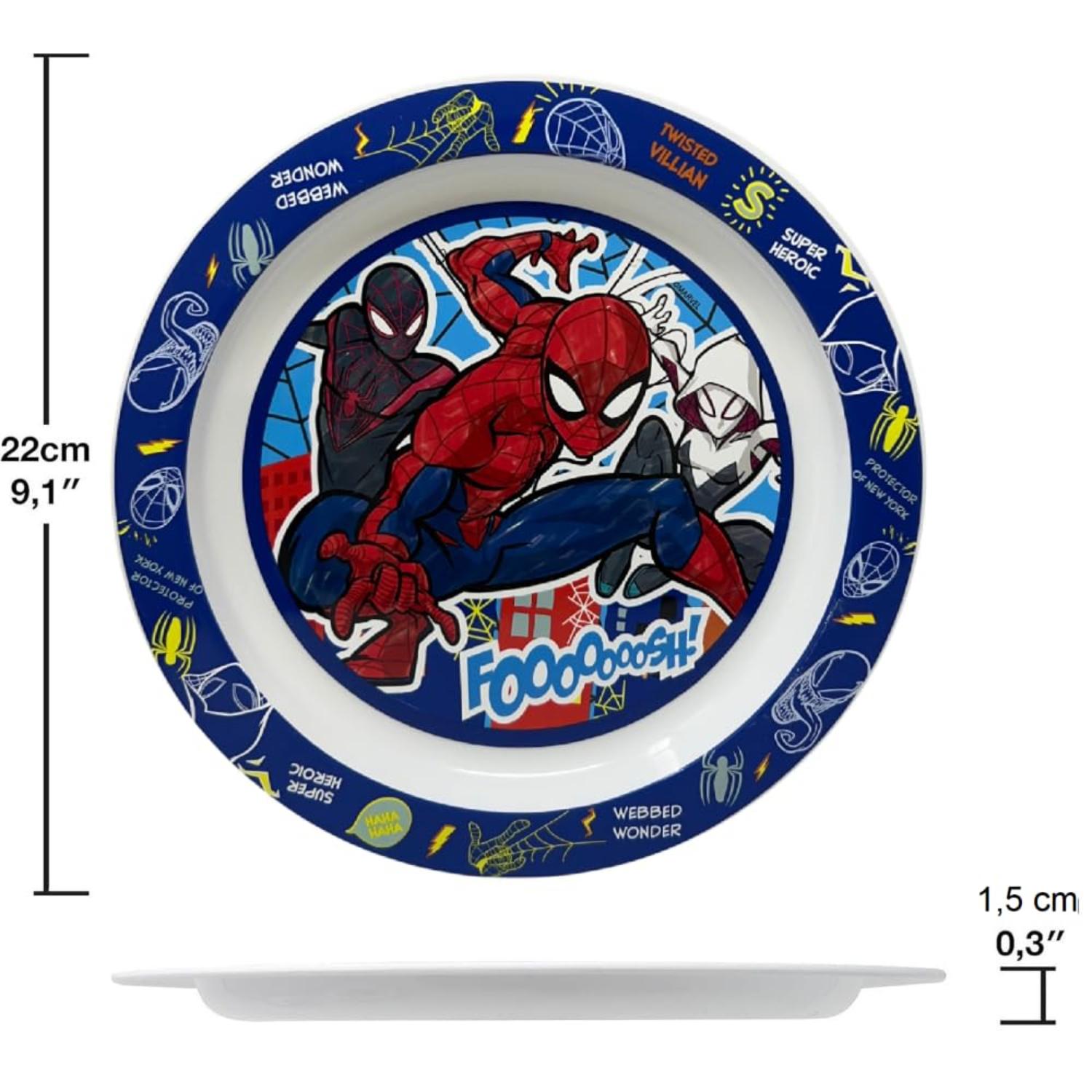 5 Piece Kids Dinnerware Set BPA-Free Plastic Plate Bowl Cup Fork & Spoon