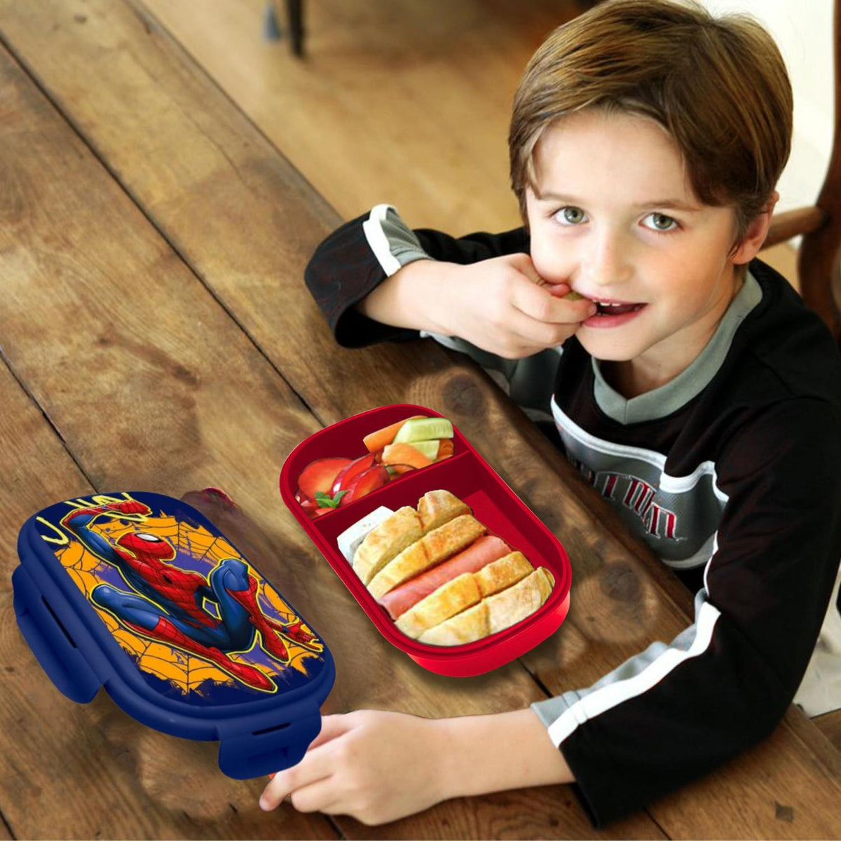 Marvel Spiderman 16cm Kids Licensed Lunch Box with Cutlery – view 2