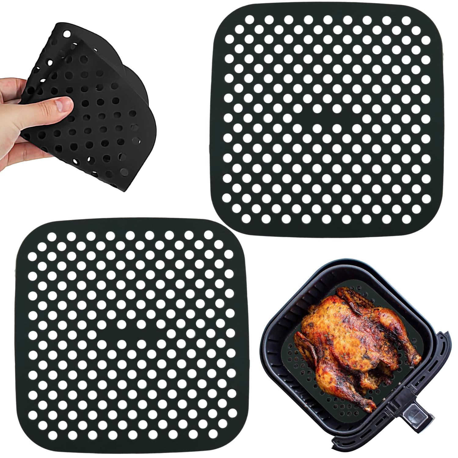 Reusable Silicone Air Fryer Mats Non-Stick Perforated Liners