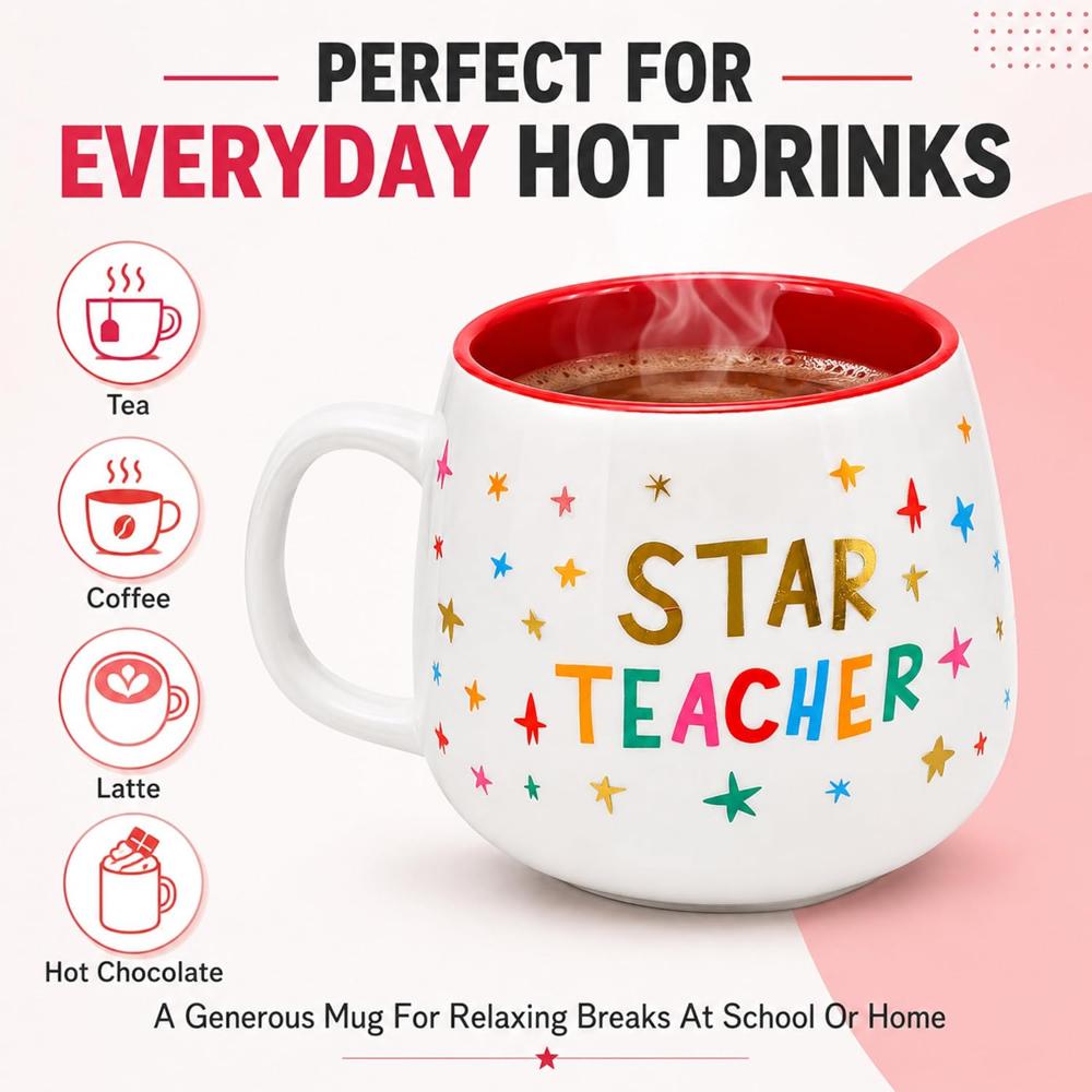 10cm Gold Foil Teacher Ceramic Mug 450ml