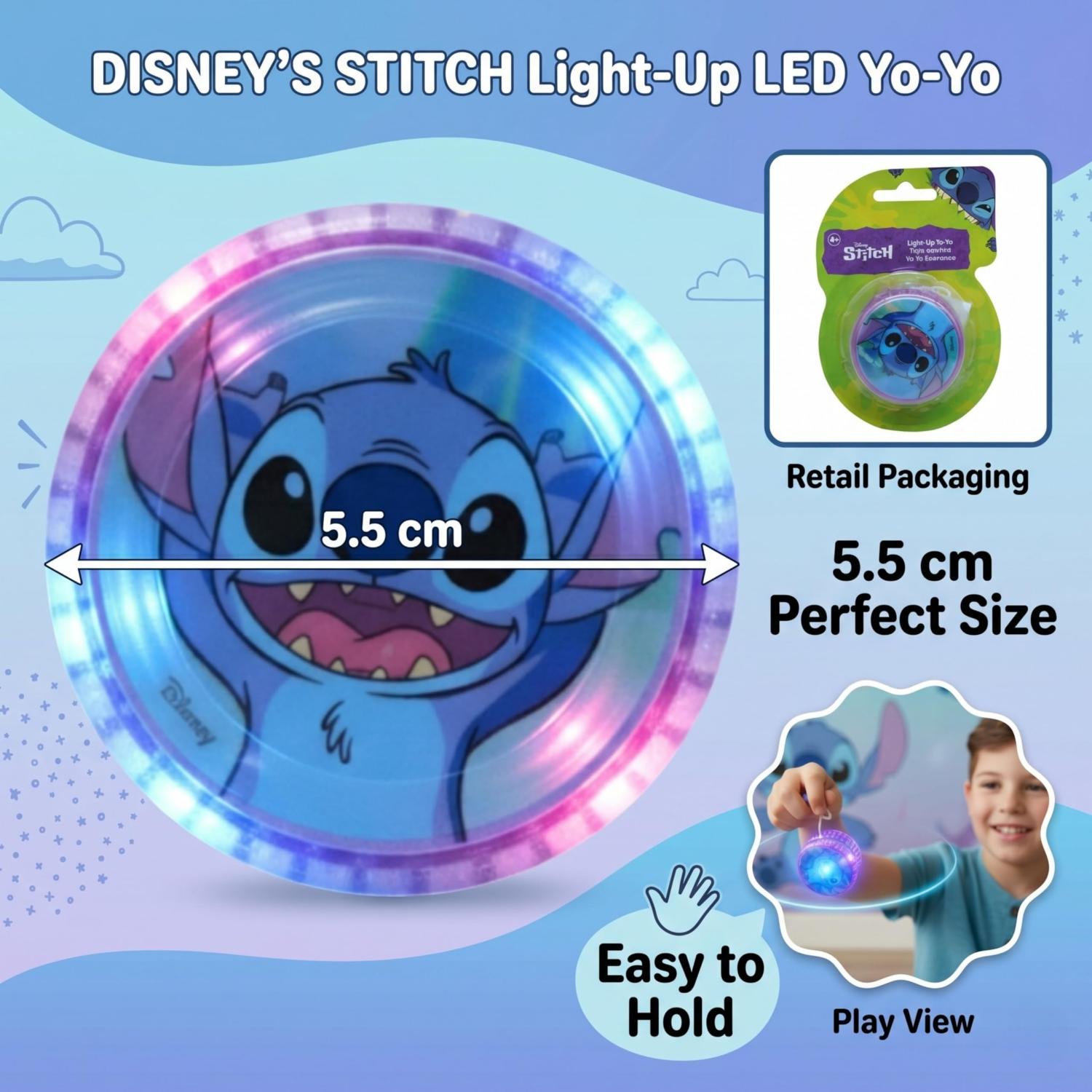 Disney Stitch LED Light-Up YoYo with String - 5.5cm