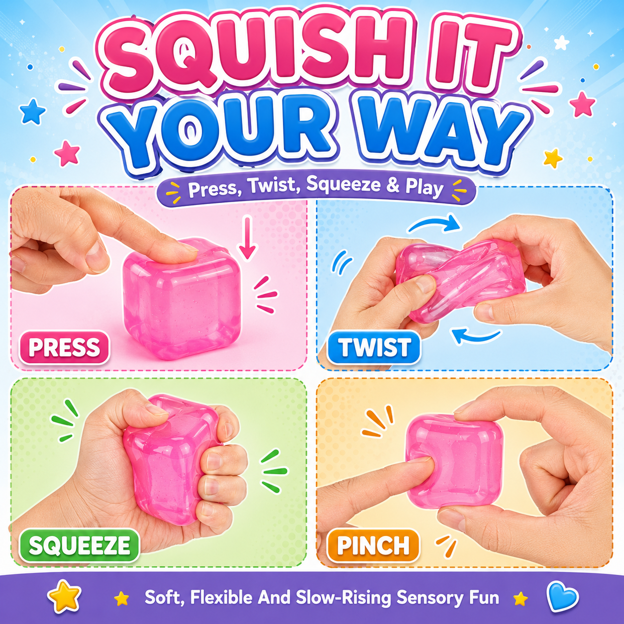 1x Random Squishy Cube Fidget Toy