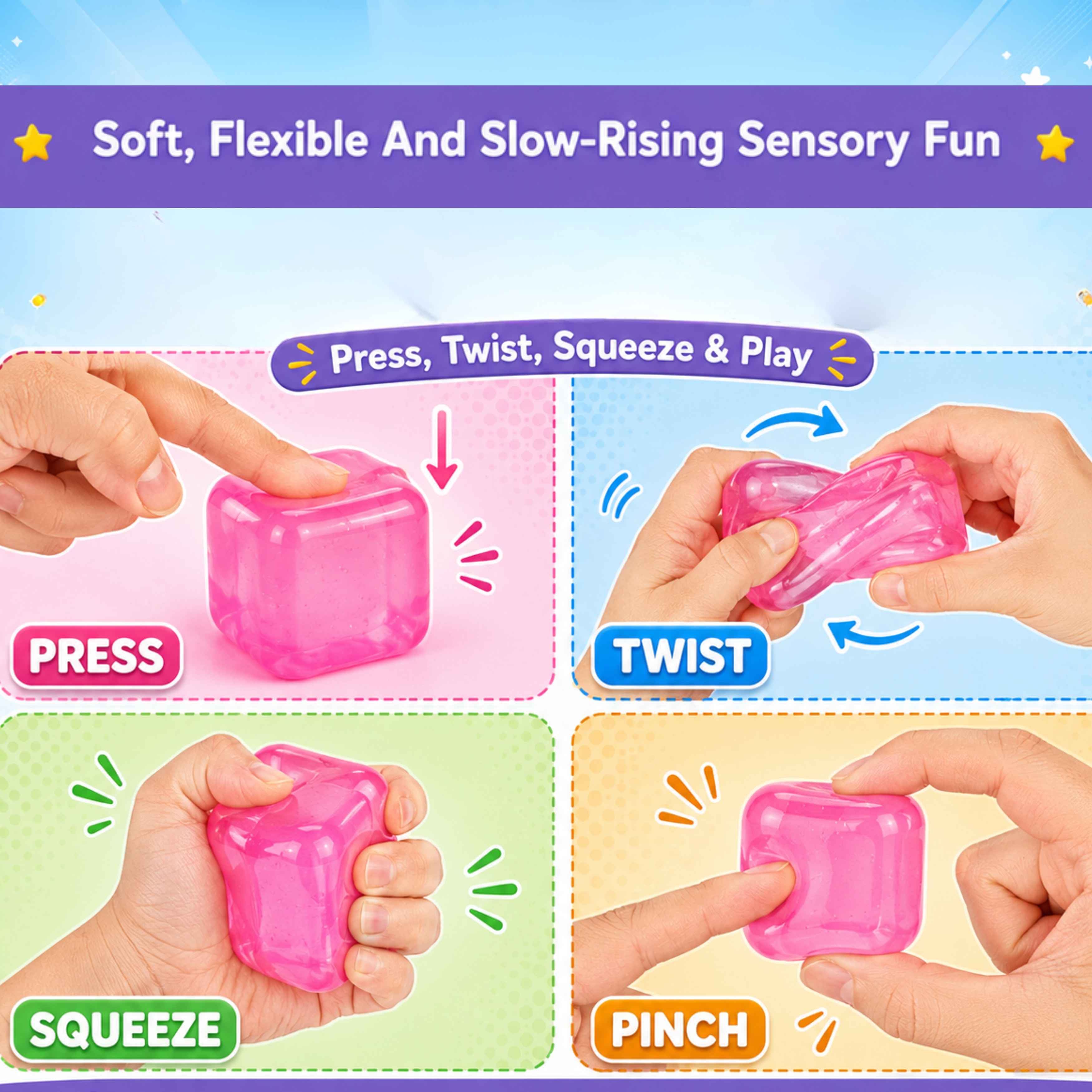 1x Random Squishy Cube Fidget Toy