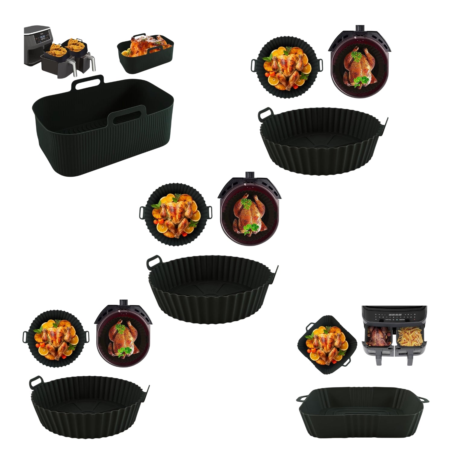 Reusable Silicone Air Fryer Liner Non-Stick Heat Resistant Dishwasher Safe