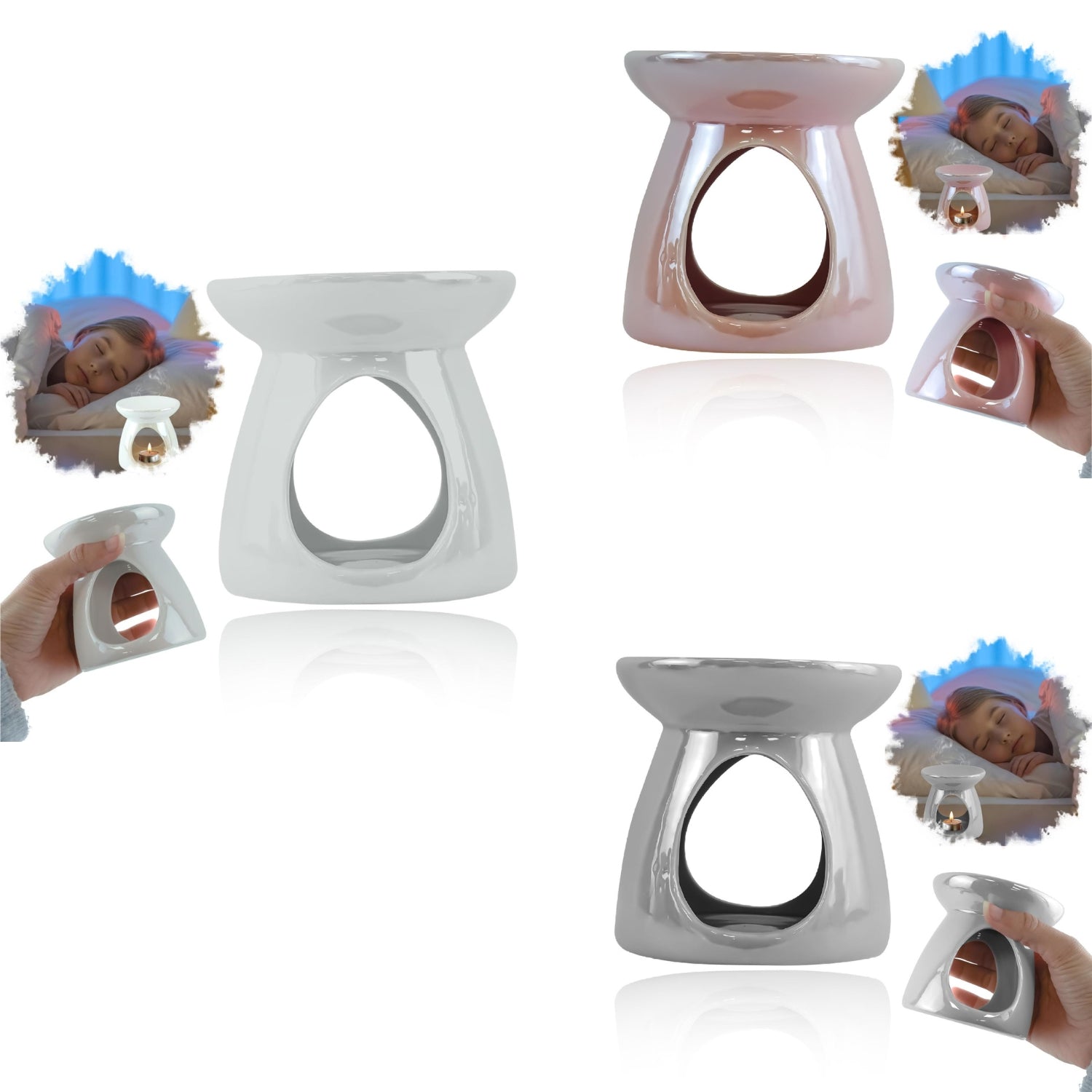 Pearl Ceramic Wax Burner Fragrance Oil Tealight Diffuser 12.5cm