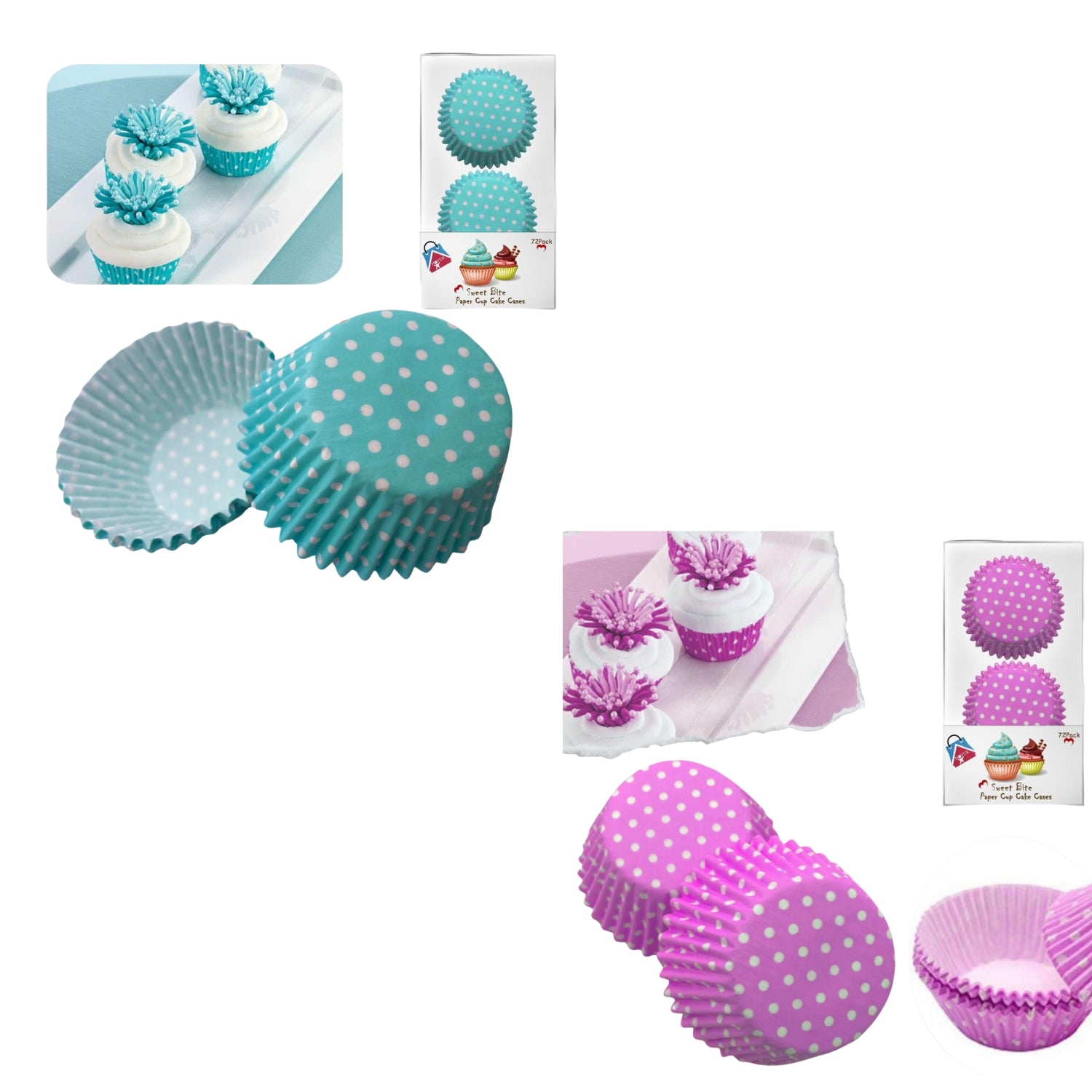 Polka Dot Cupcake Cases Disposable Muffin Baking Cups 72 Pack