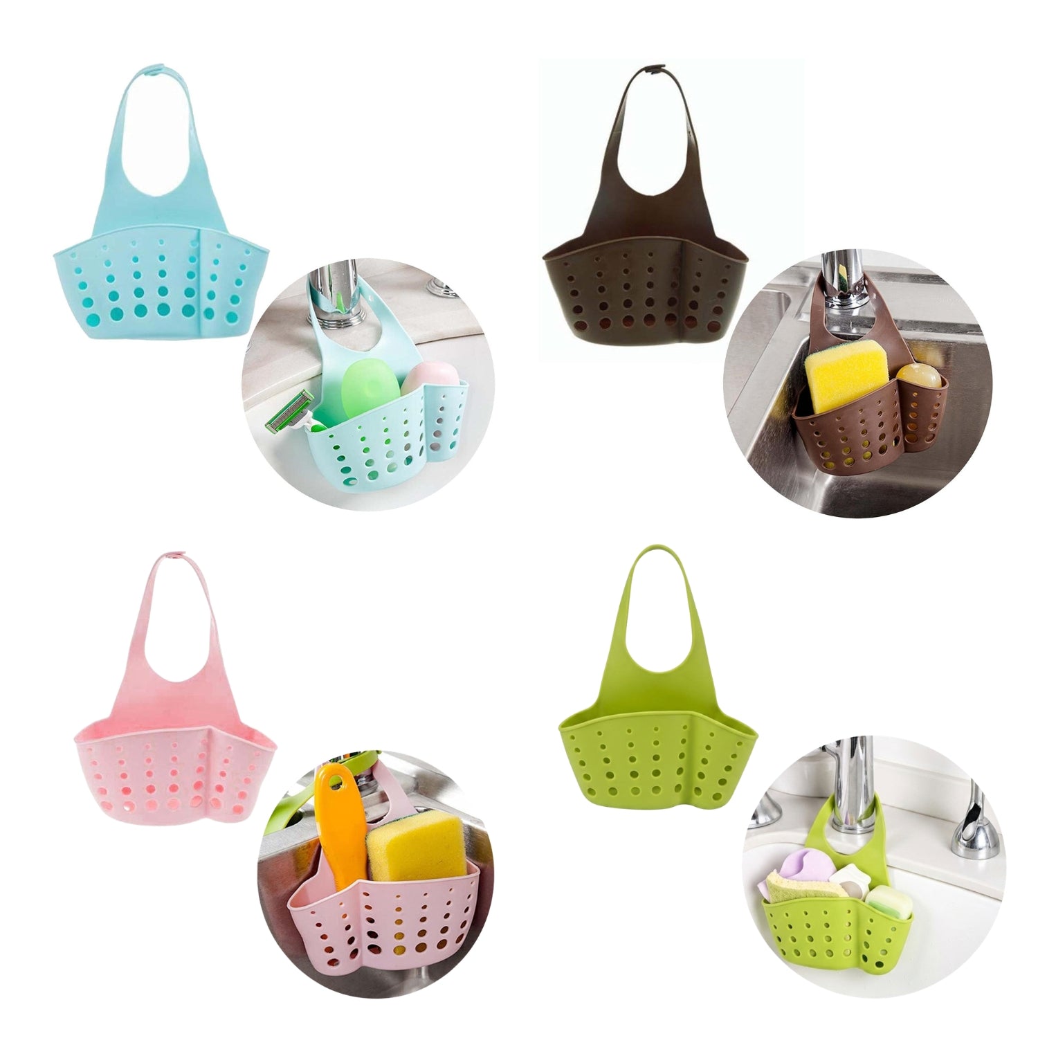 Silicone Sink Caddy Kitchen Organiser Hanging Storage Basket