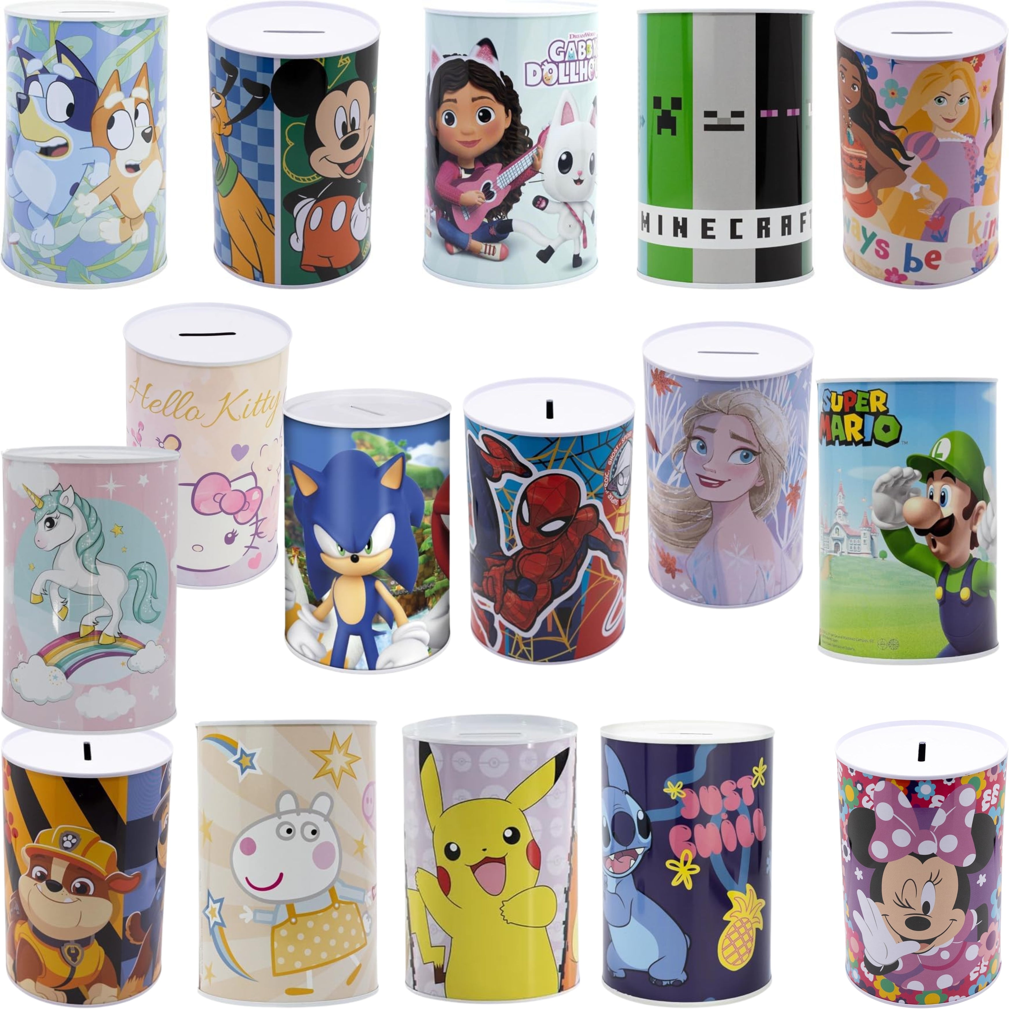 Assorted Character Metallic Money Box for Kids – Coin Savings Bank