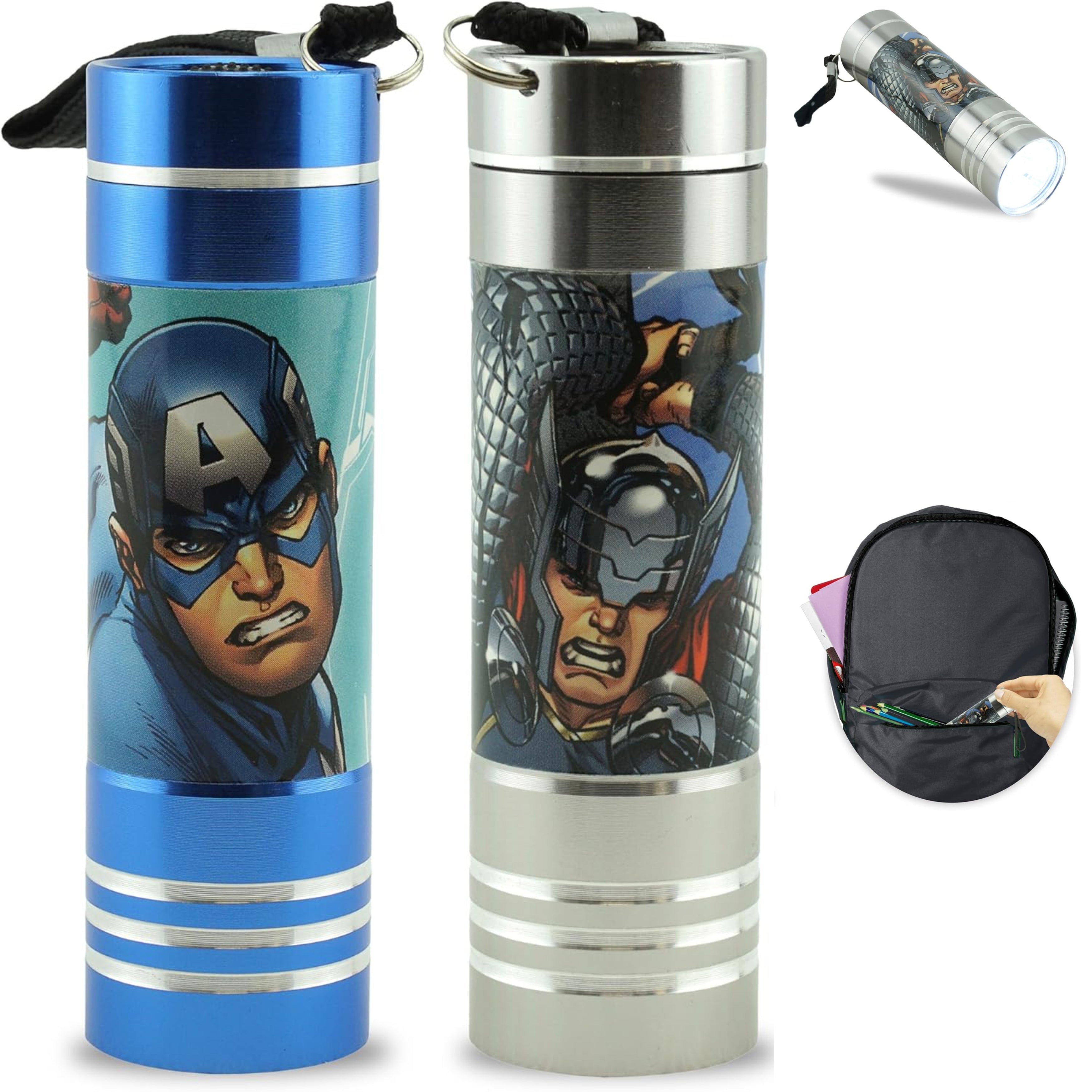 Avengers 9 LEDs Aluminium Torch for Kids - Assorted