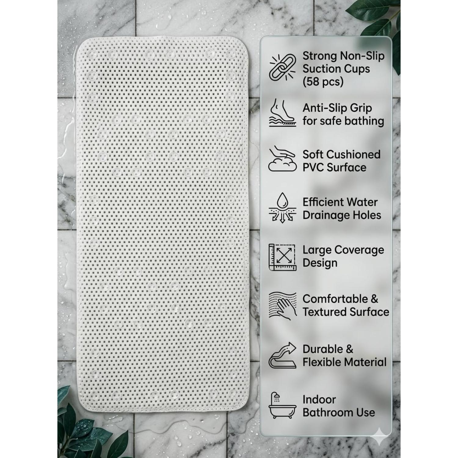 Non Slip Bath Mat with Suction Cups Drain Holes
