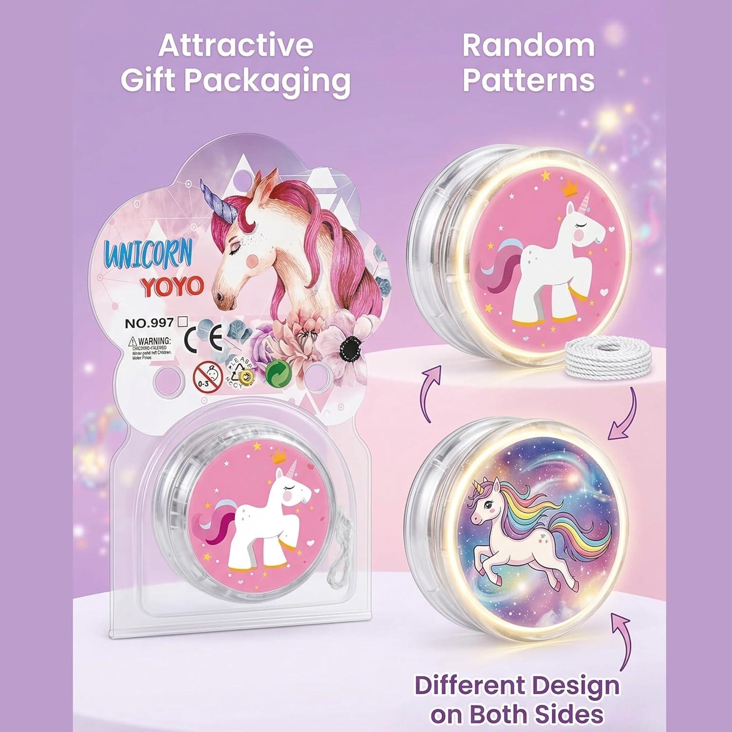 5.5cm LED Light-Up Unicorn Yo-Yos for Kids - Assorted