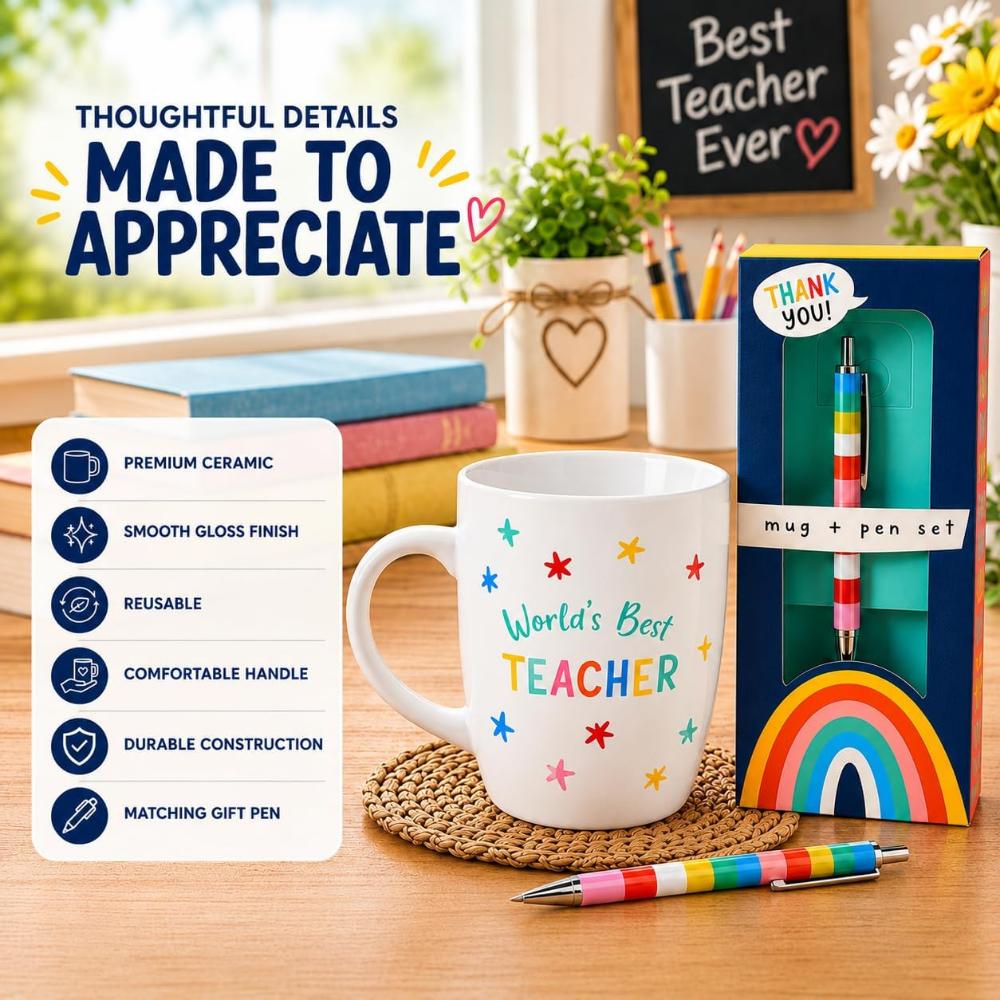Teacher Ceramic Mug 400ml & Pen Gift Set