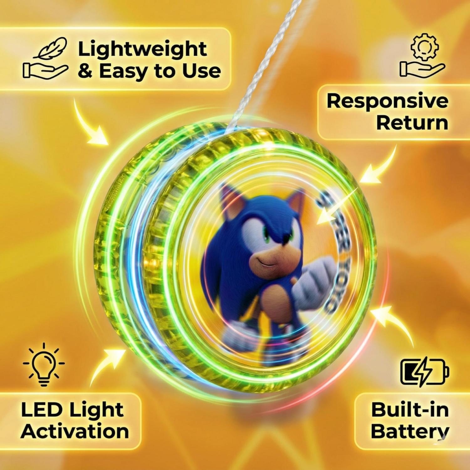 5.5cm Sonic the Hedgehog LED Light-Up YoYo Toys for Kids