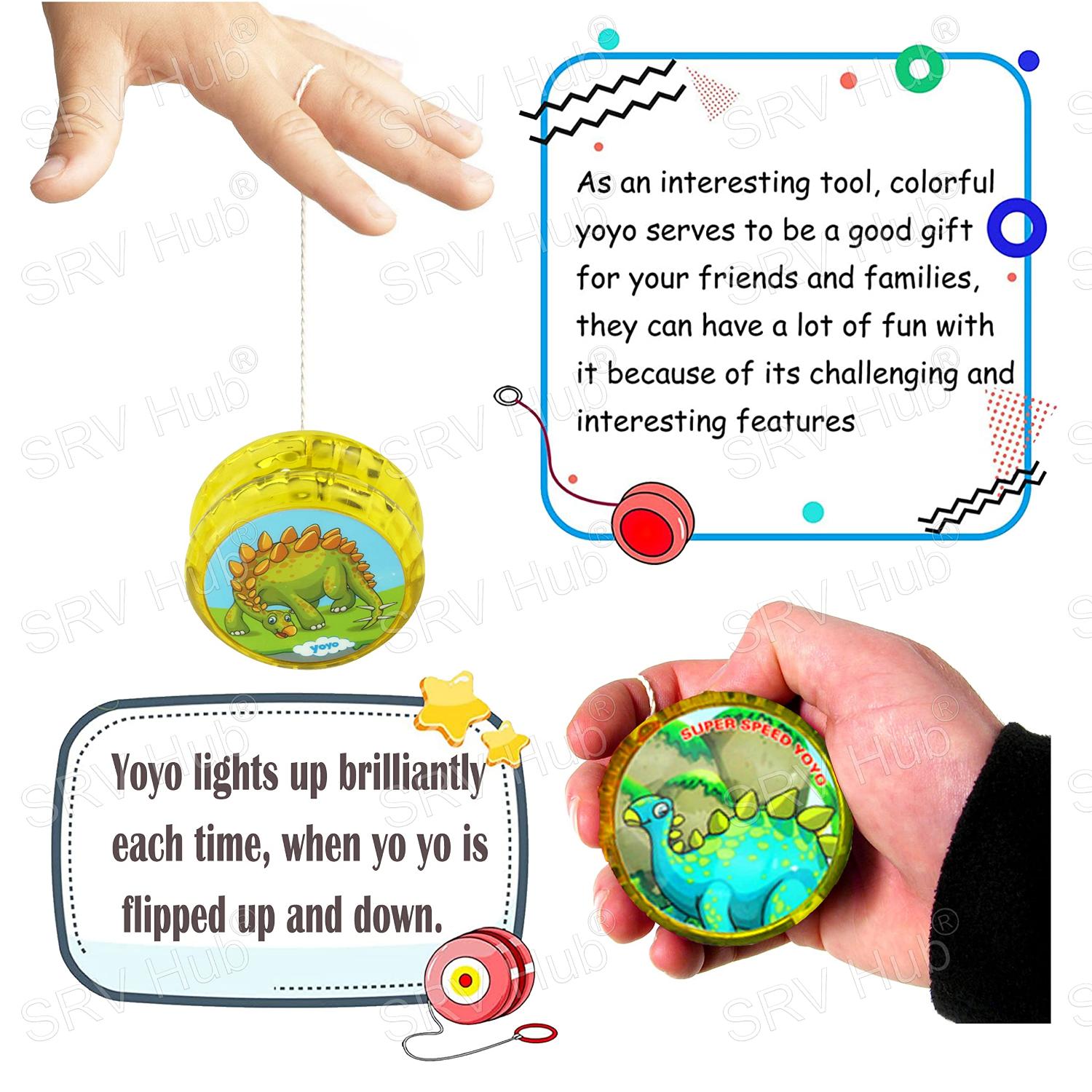 5.5cm Kids Light-Up Dinosaur Yo-Yo Toy with String - Assorted