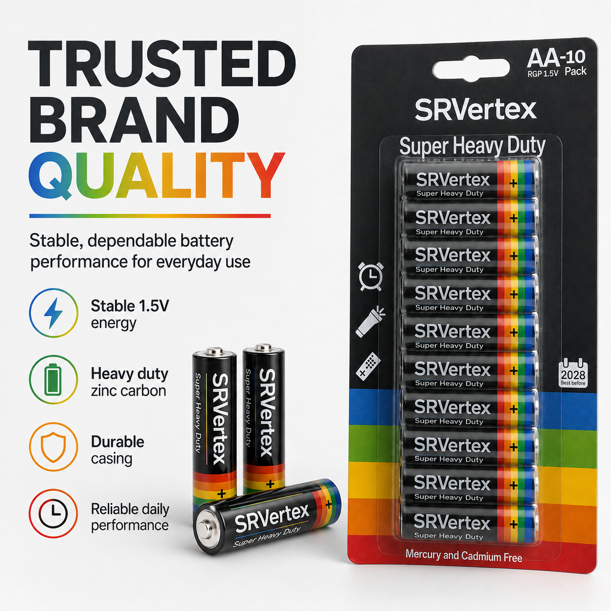 AA Heavy Duty Batteries – 10 Pack