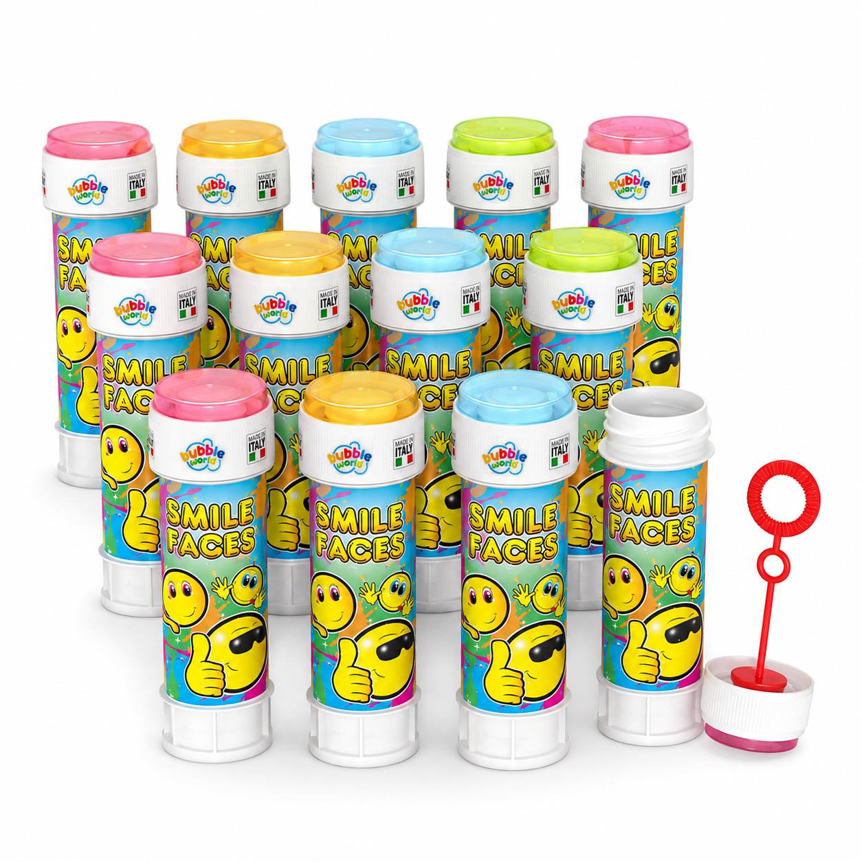 Smile Faces 12Pcs Bubble Tubes with Wand