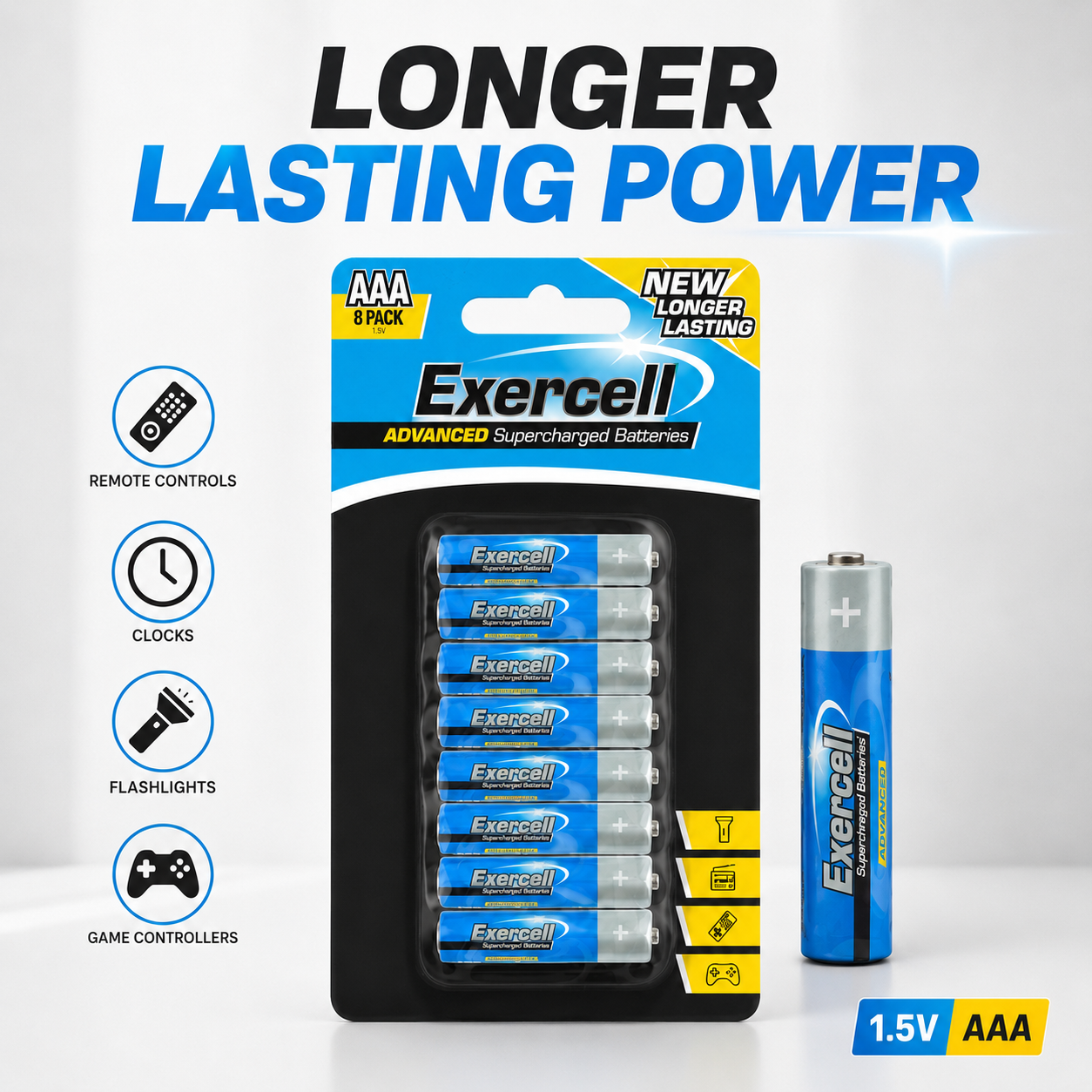 AAA Super Charged Batteries - 8Pk