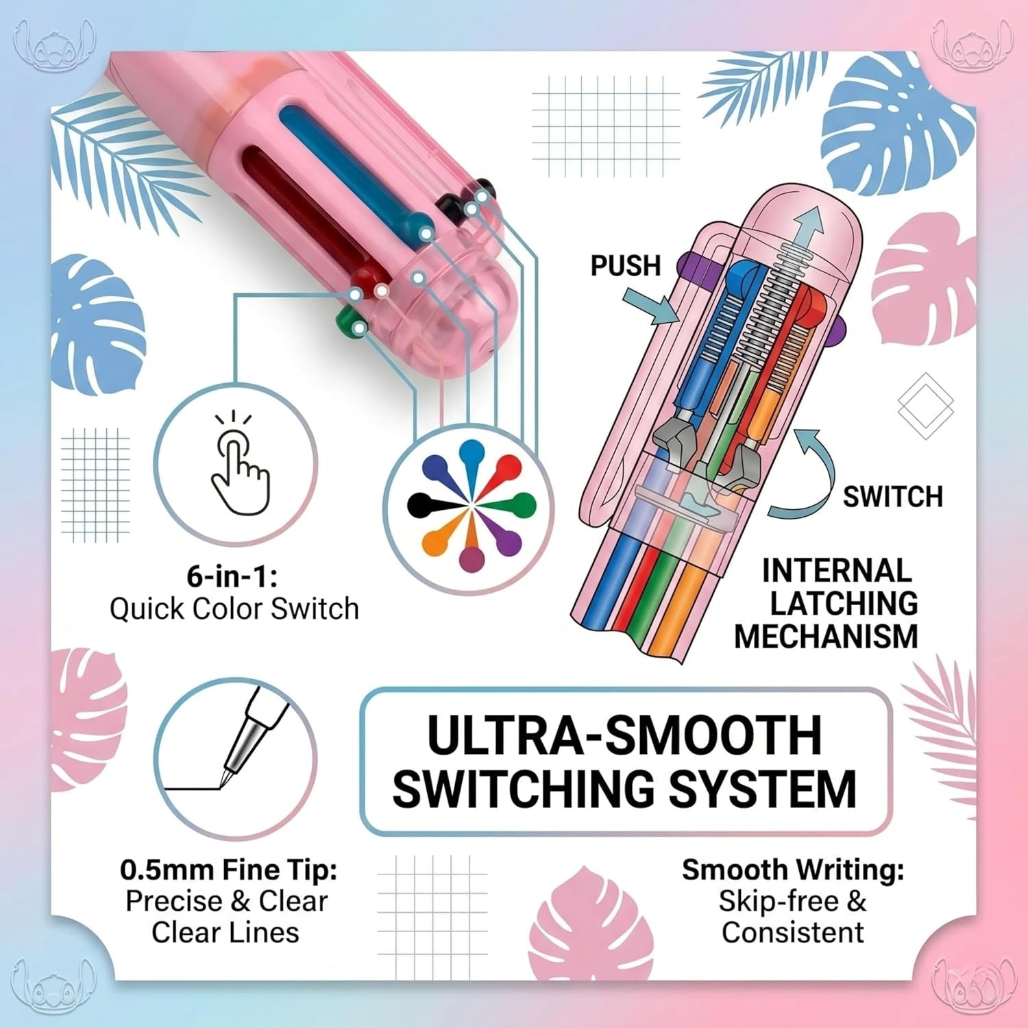 6 Color Pen Character Printed