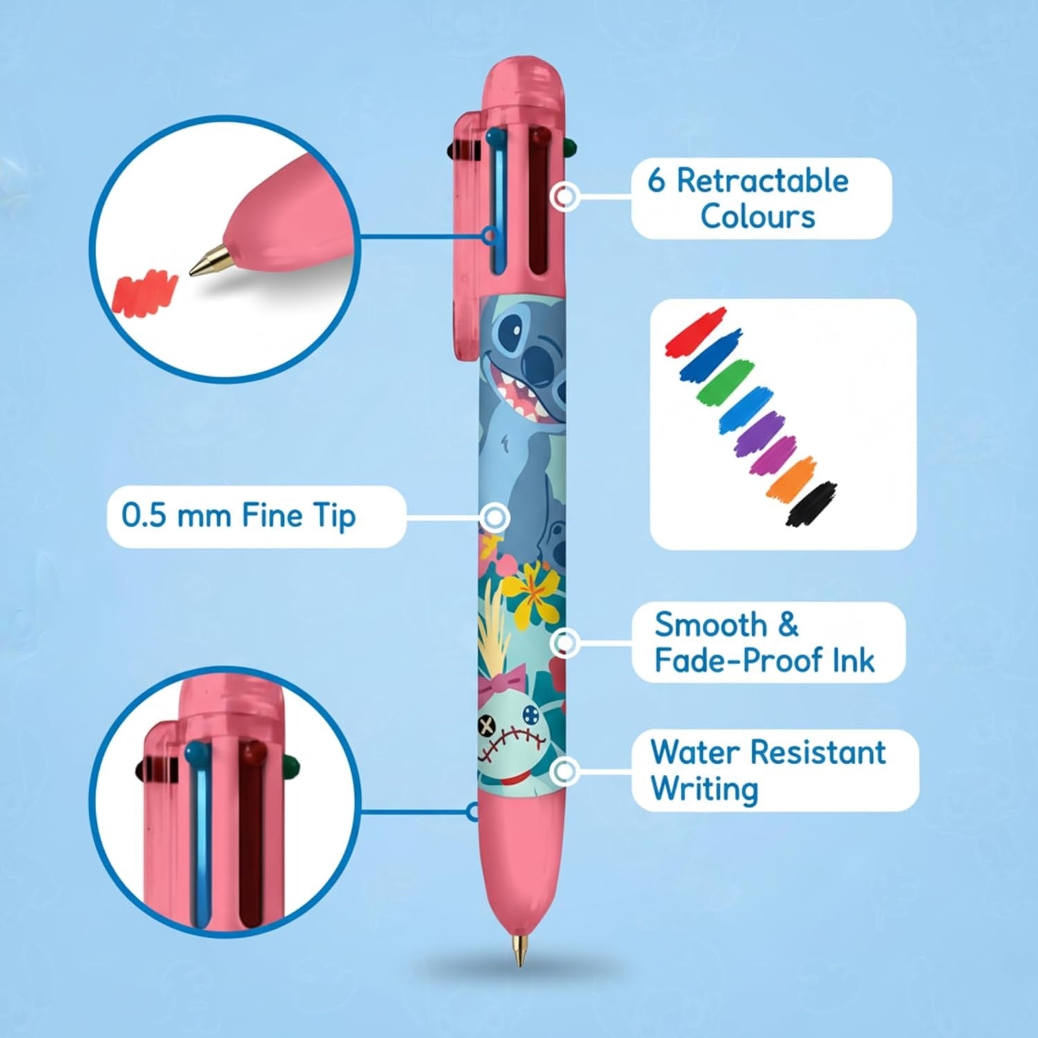6 Color Pen Character Printed