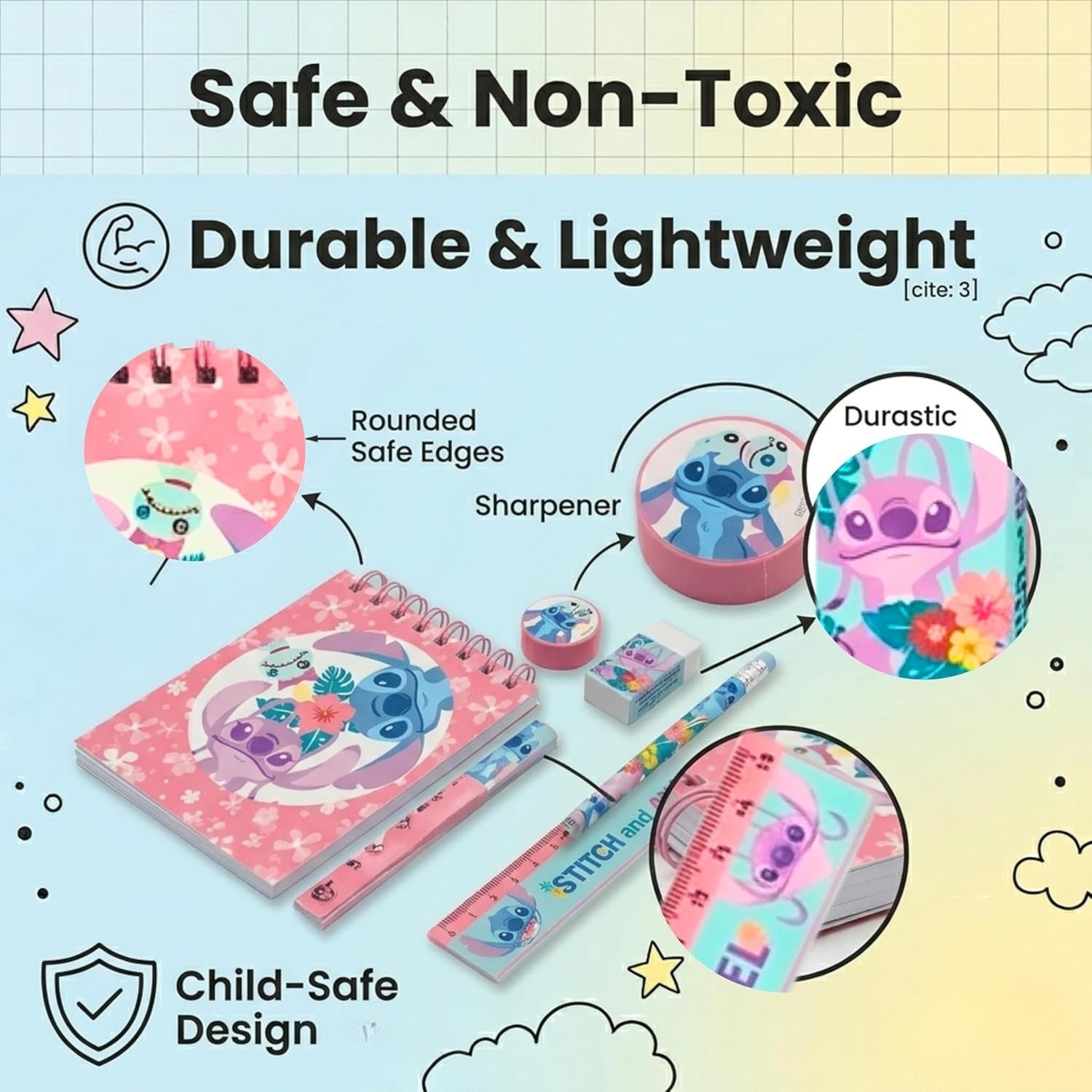 5PCs School Stationery Set - Assorted