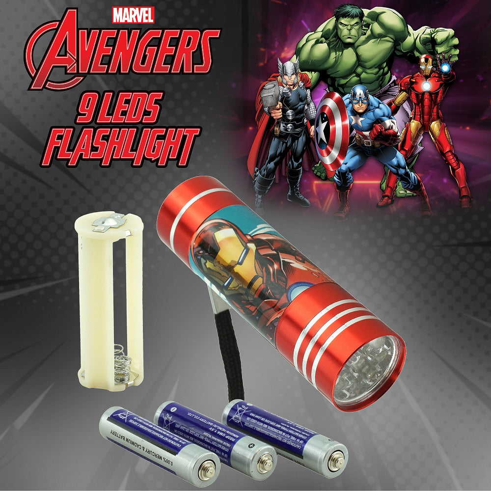 Kids Licensed Marvel Avengers 9 LED Pocket Torch Flashlight(Red)