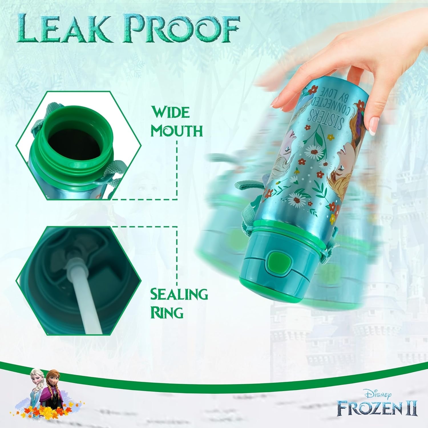 Aluminium Water Bottle with Straw & Strap 600ml - Assorted