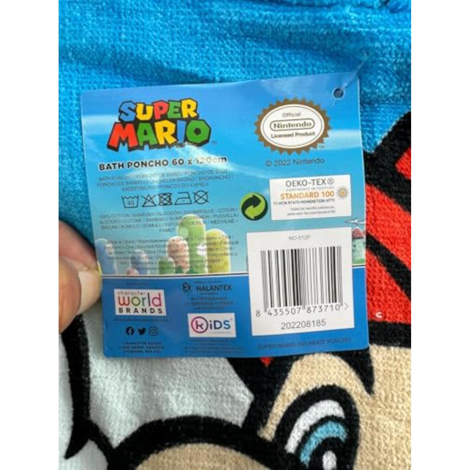 Kids Hooded Towel Poncho Cotton 120cm - Assorted