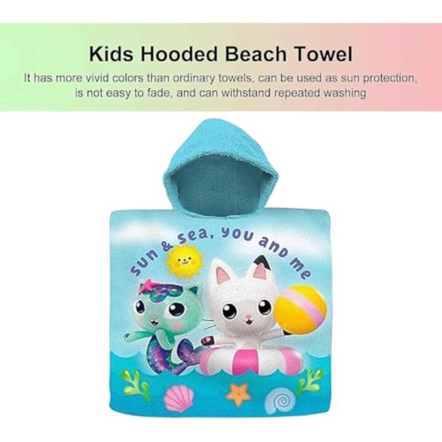 Kids Hooded Towel Poncho Cotton 120cm - Assorted