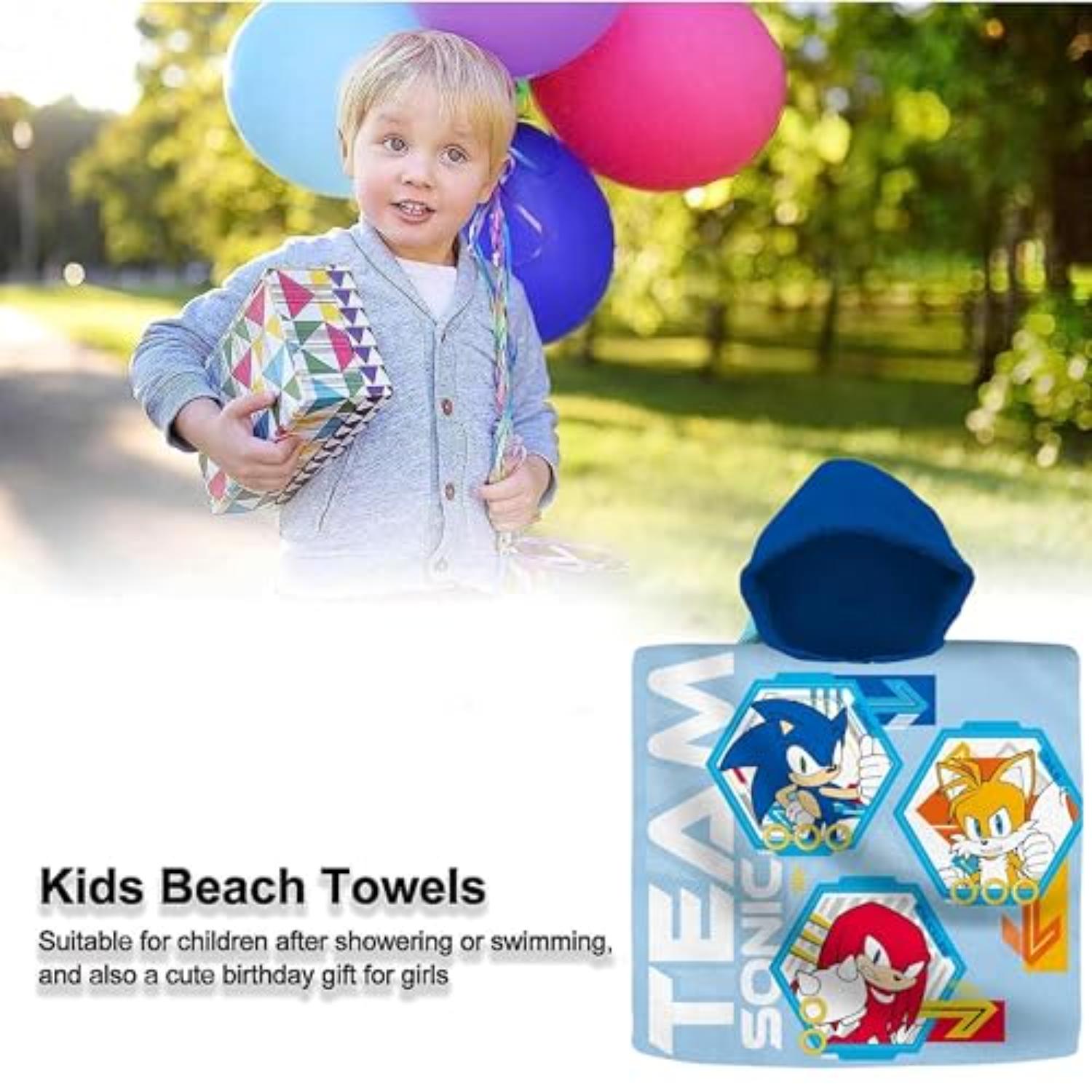 Kids Hooded Towel Poncho Cotton 120cm - Assorted