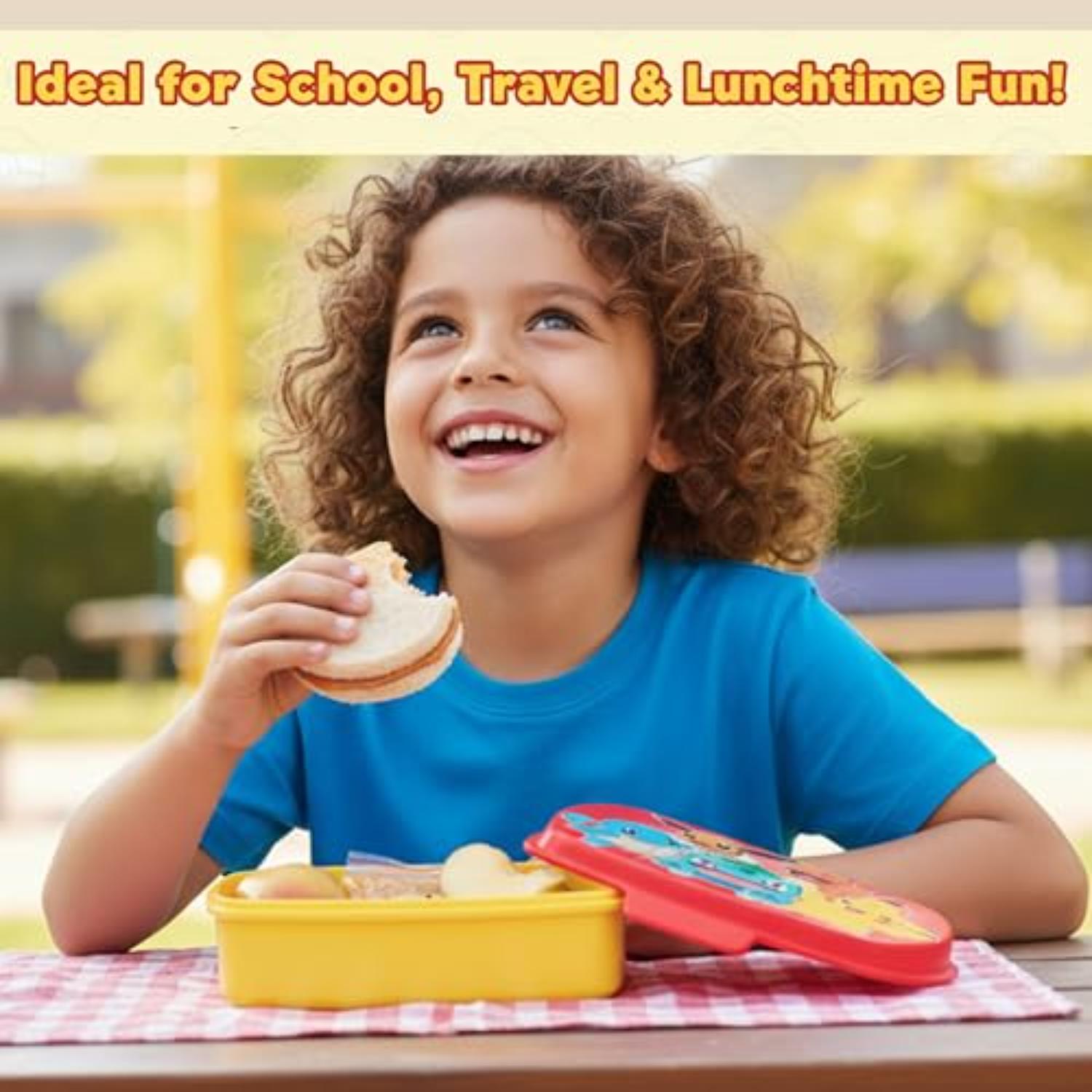 Kids BPA Free Plastic Lunch Box with Cutlery - Assorted