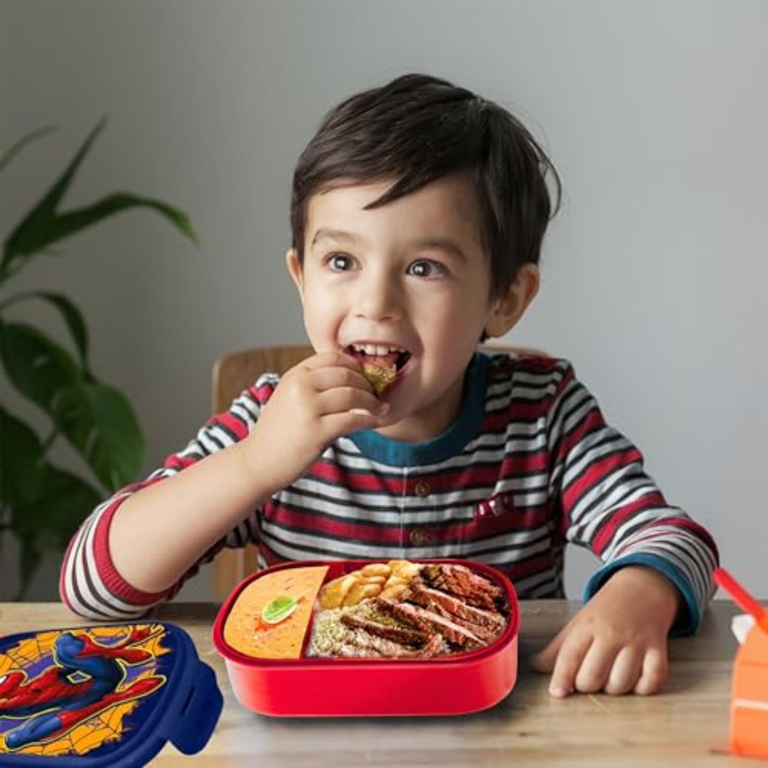 Kids BPA Free Plastic Lunch Box with Cutlery - Assorted