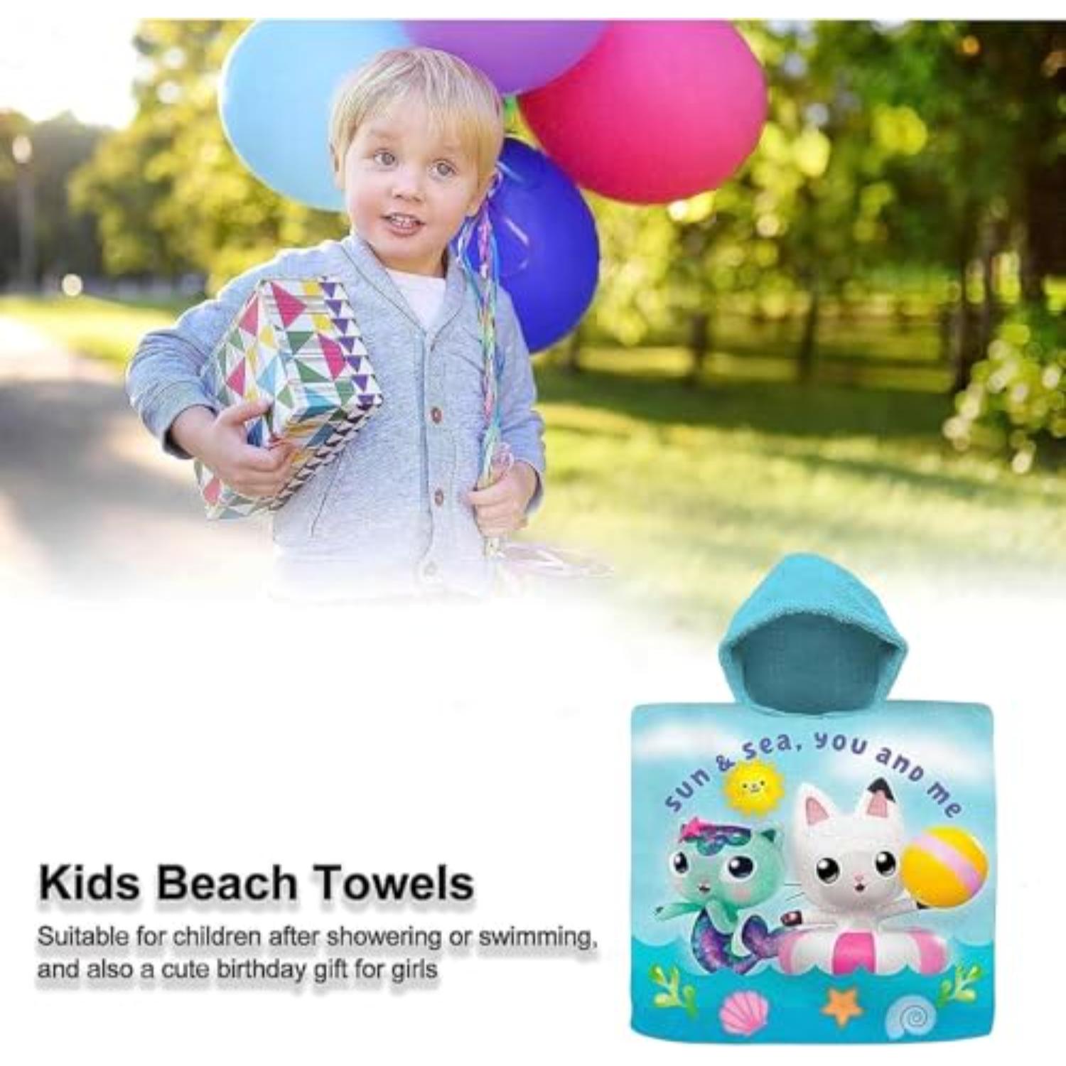 Kids Hooded Towel Poncho Cotton 120cm - Assorted