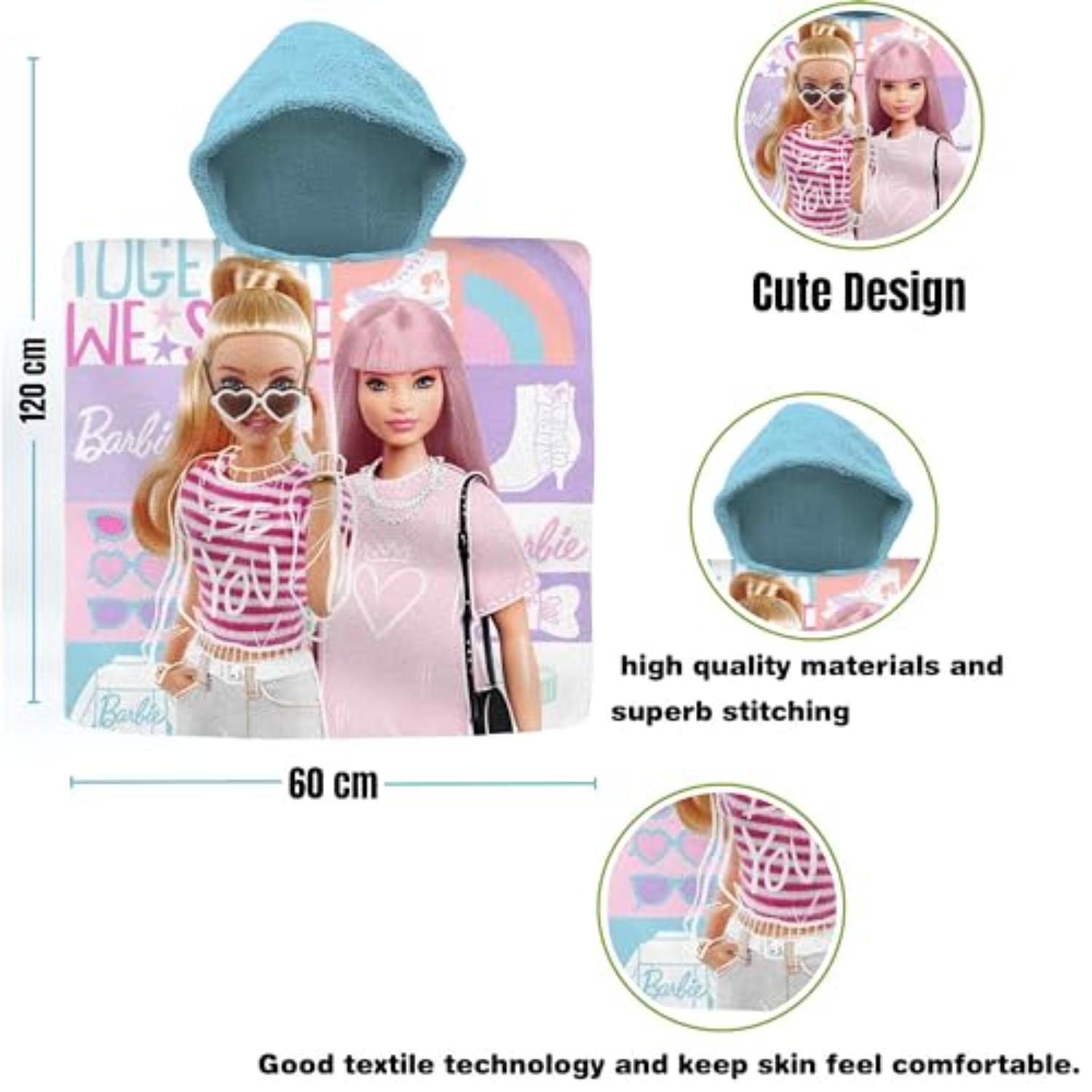 Kids Hooded Towel Poncho Cotton 120cm - Assorted