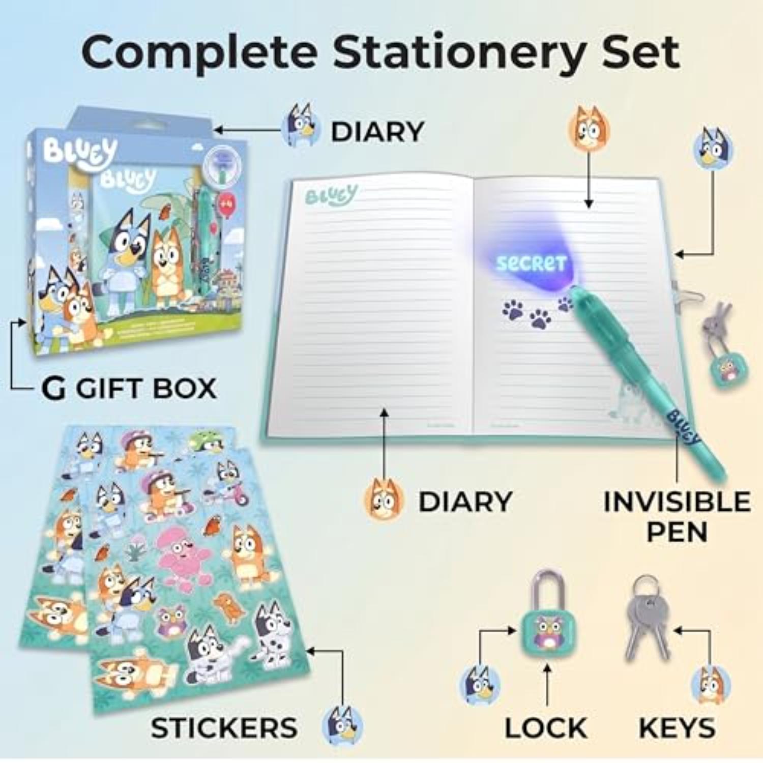Kids Secret Diary & Magic Ink Pen Stationery Set - Assorted