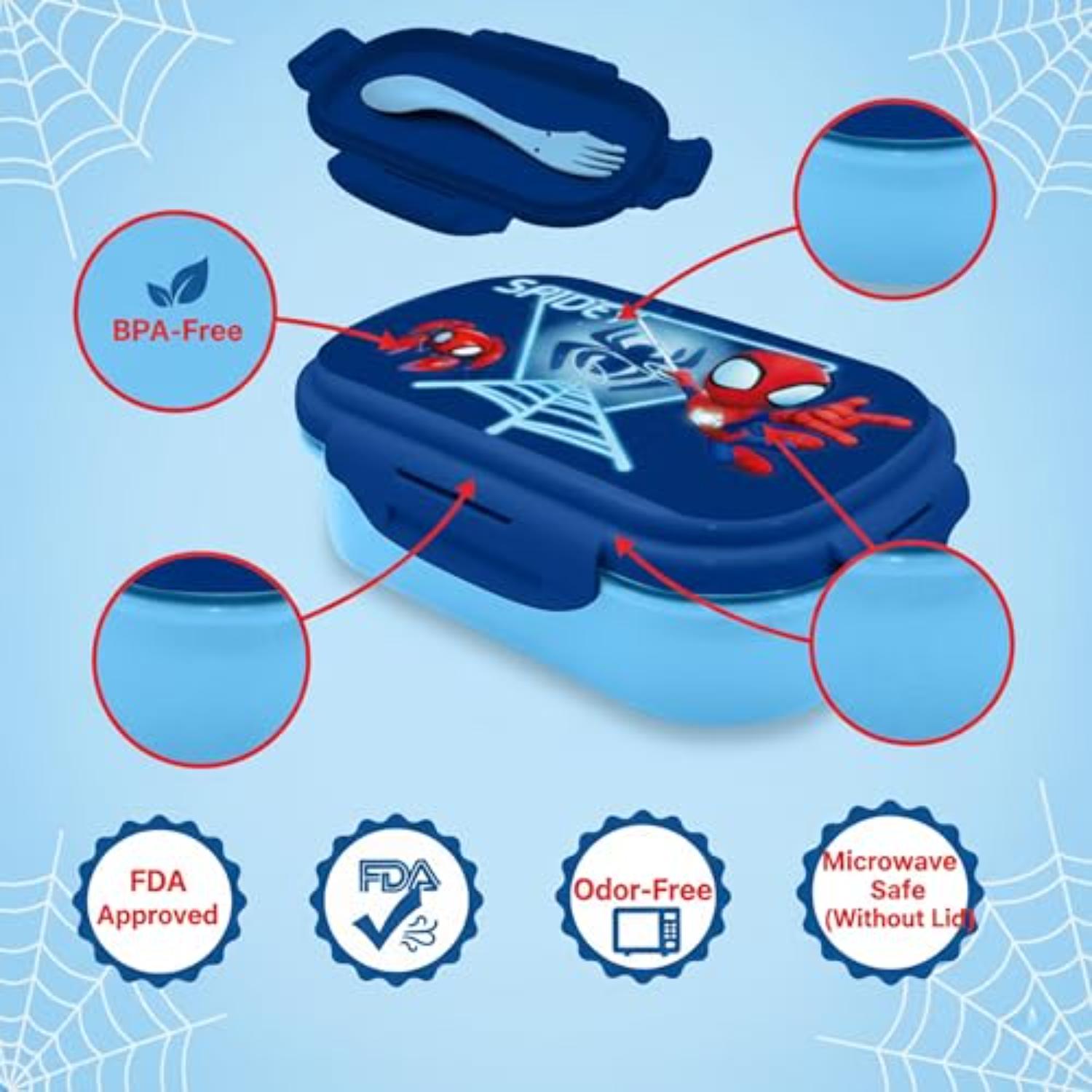 Kids BPA Free Plastic Lunch Box with Cutlery - Assorted