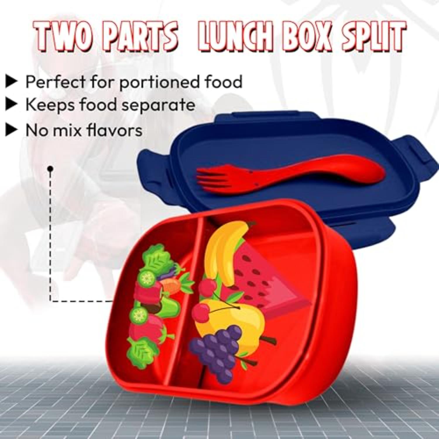 Kids BPA Free Plastic Lunch Box with Cutlery - Assorted