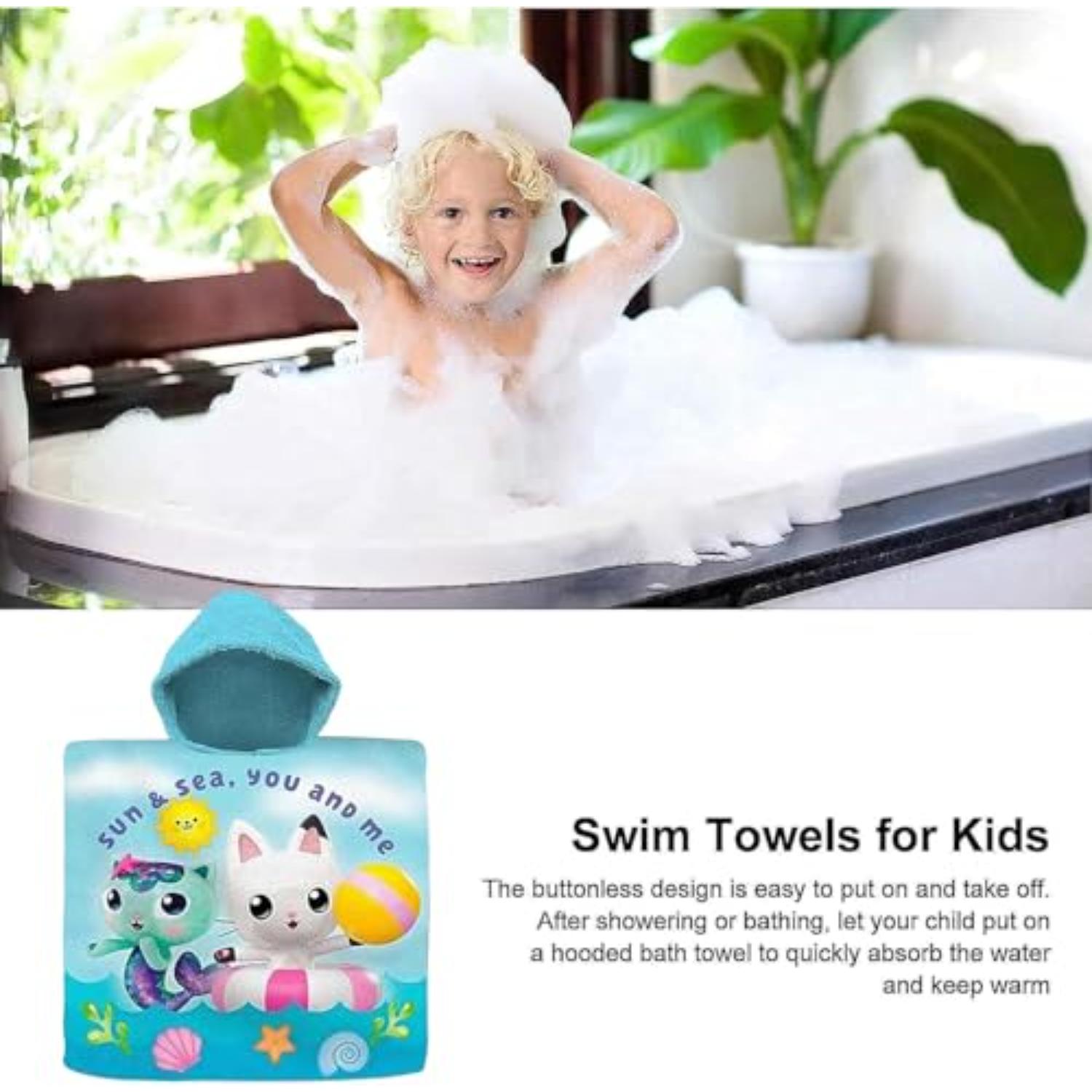 Kids Hooded Towel Poncho Cotton 120cm - Assorted