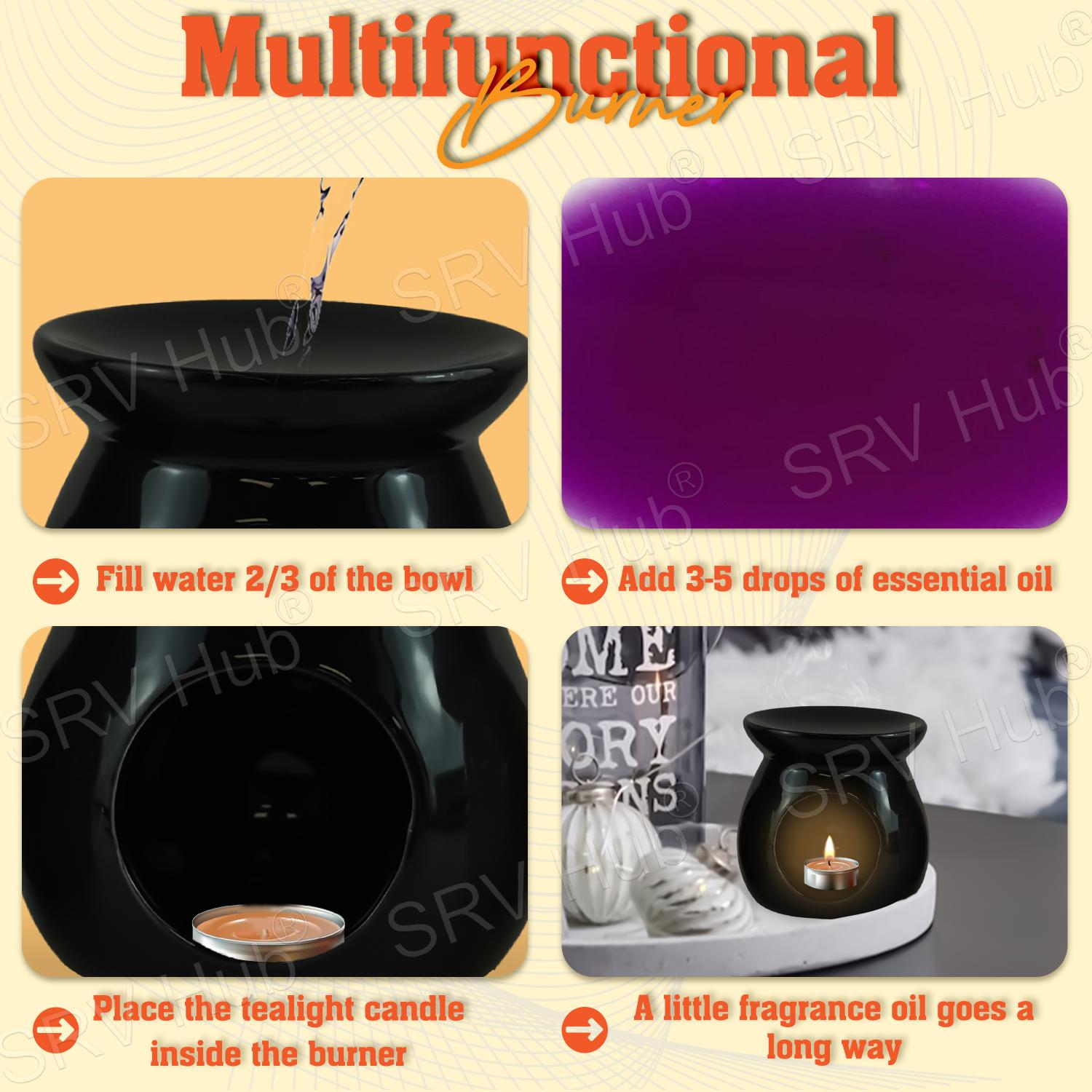 Ceramic Wax Melt Burner Oil Diffuser & Tealight Warmer 12.5cm