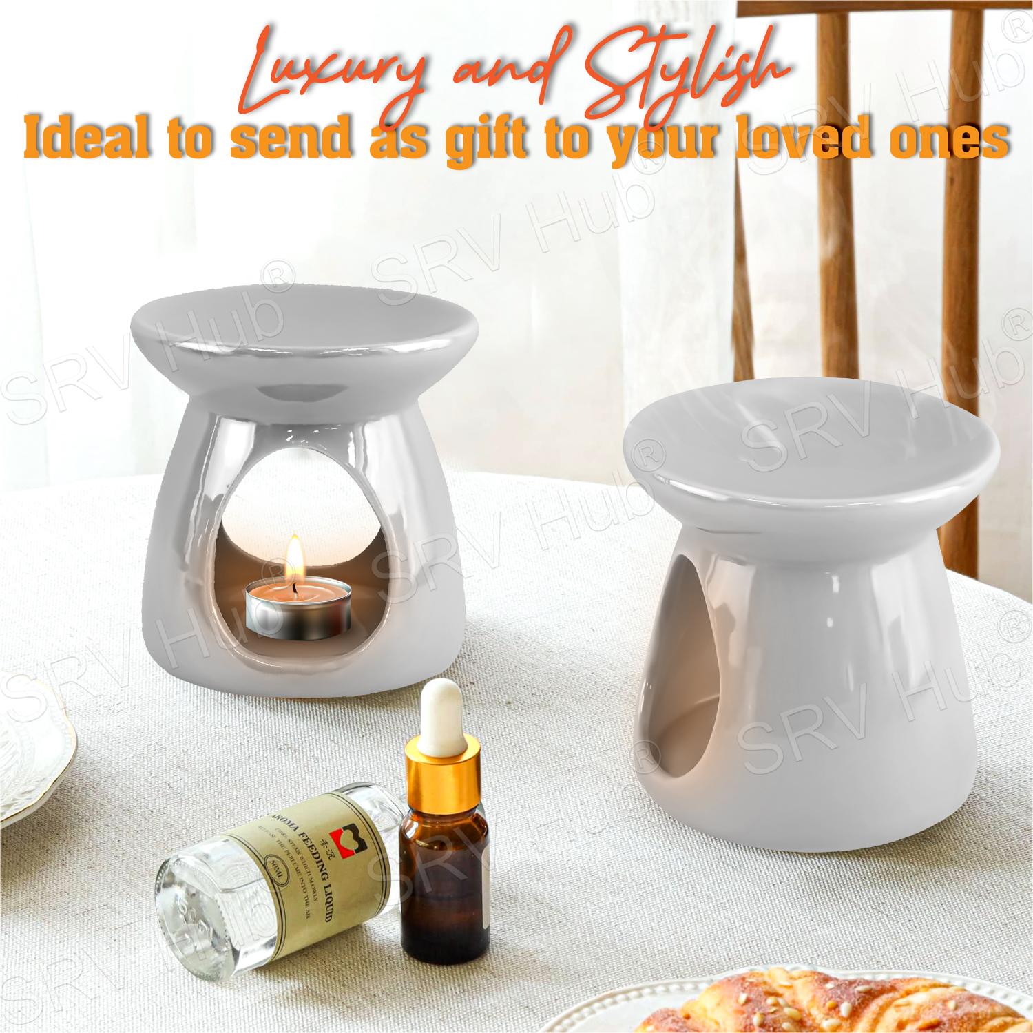 Pearl Ceramic Wax Burner Fragrance Oil Tealight Diffuser 12.5cm