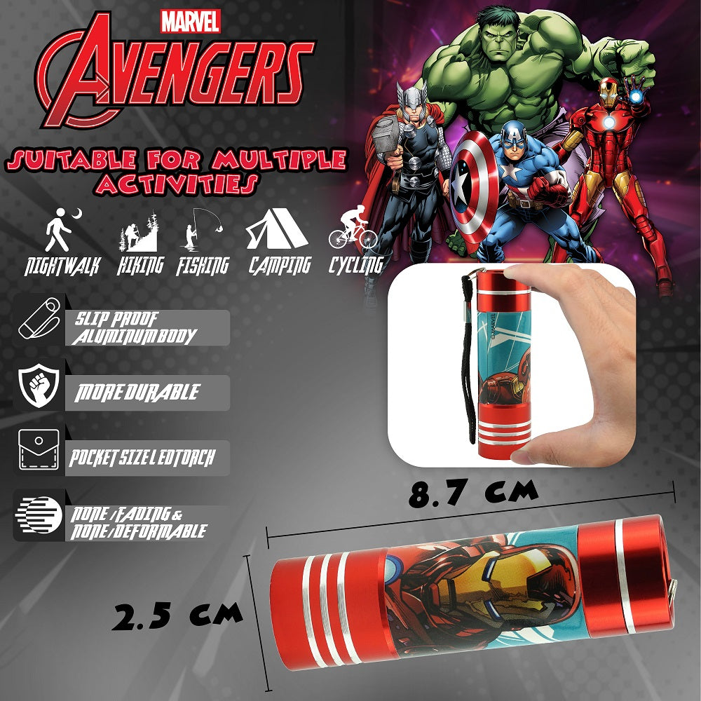 Kids Licensed Marvel Avengers 9 LED Pocket Torch Flashlight(Red)