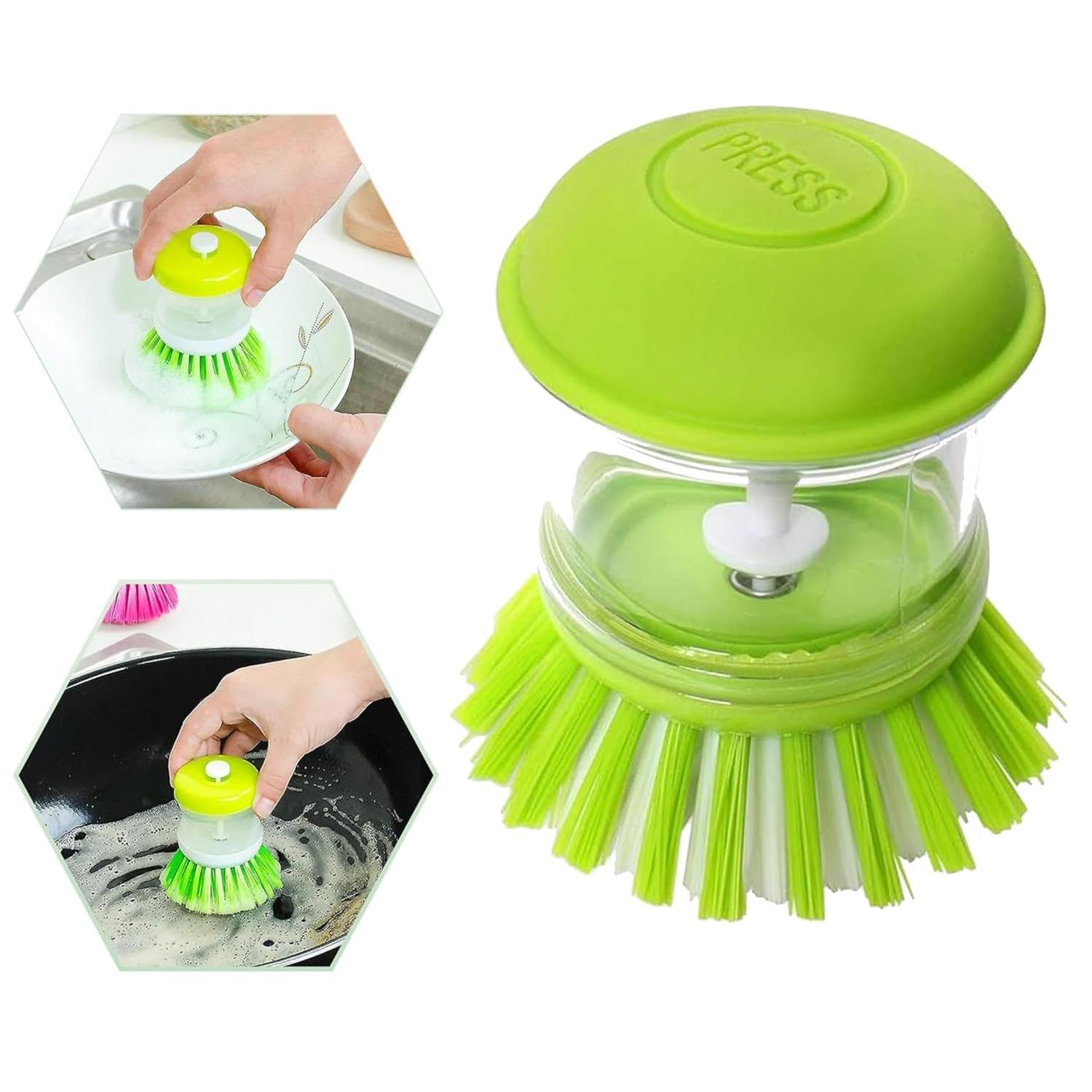 Soap Dispensing Washing Up Brush Kitchen Cleaning Scrubber