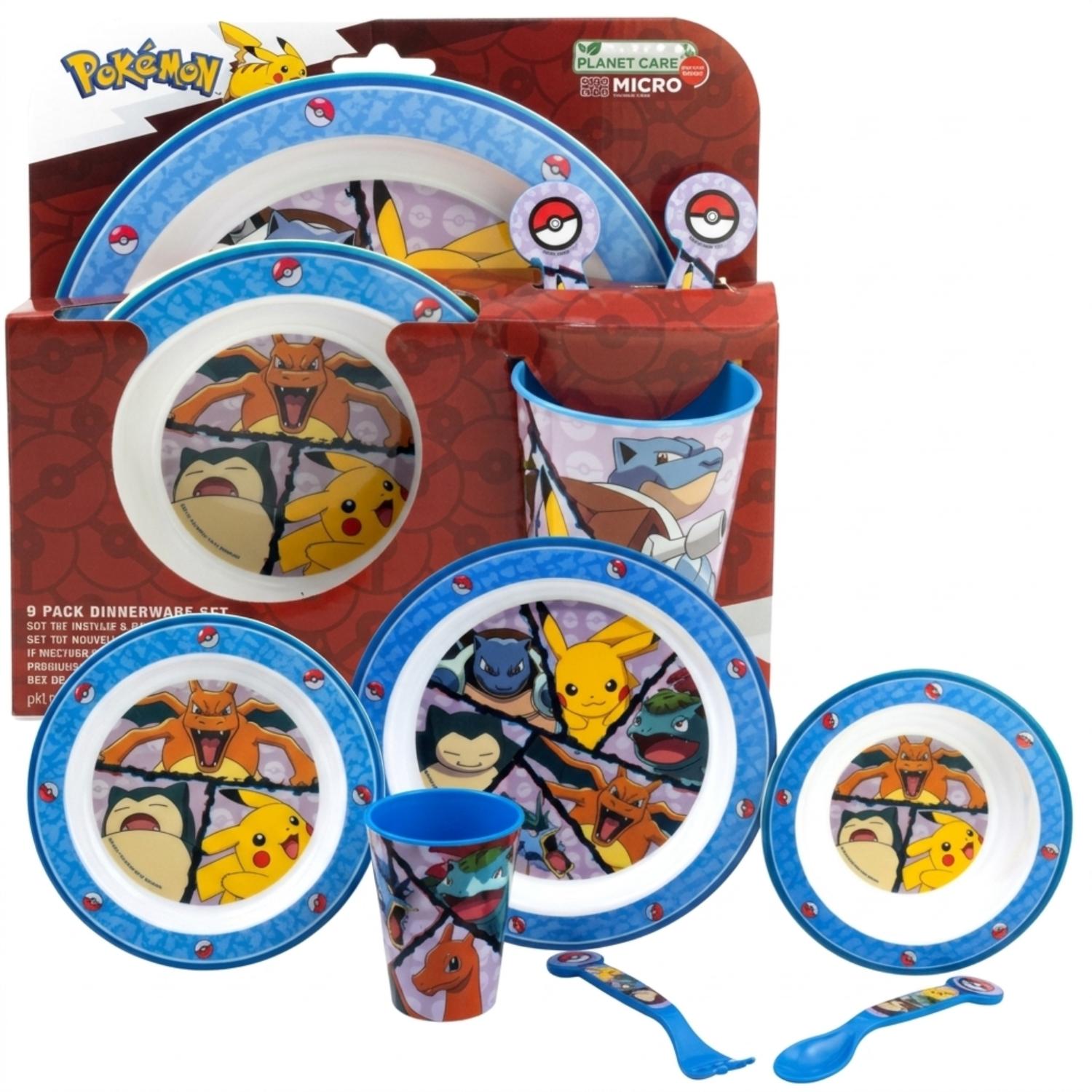 5 Piece Kids Dinnerware Set BPA-Free Plastic Plate Bowl Cup Fork & Spoon