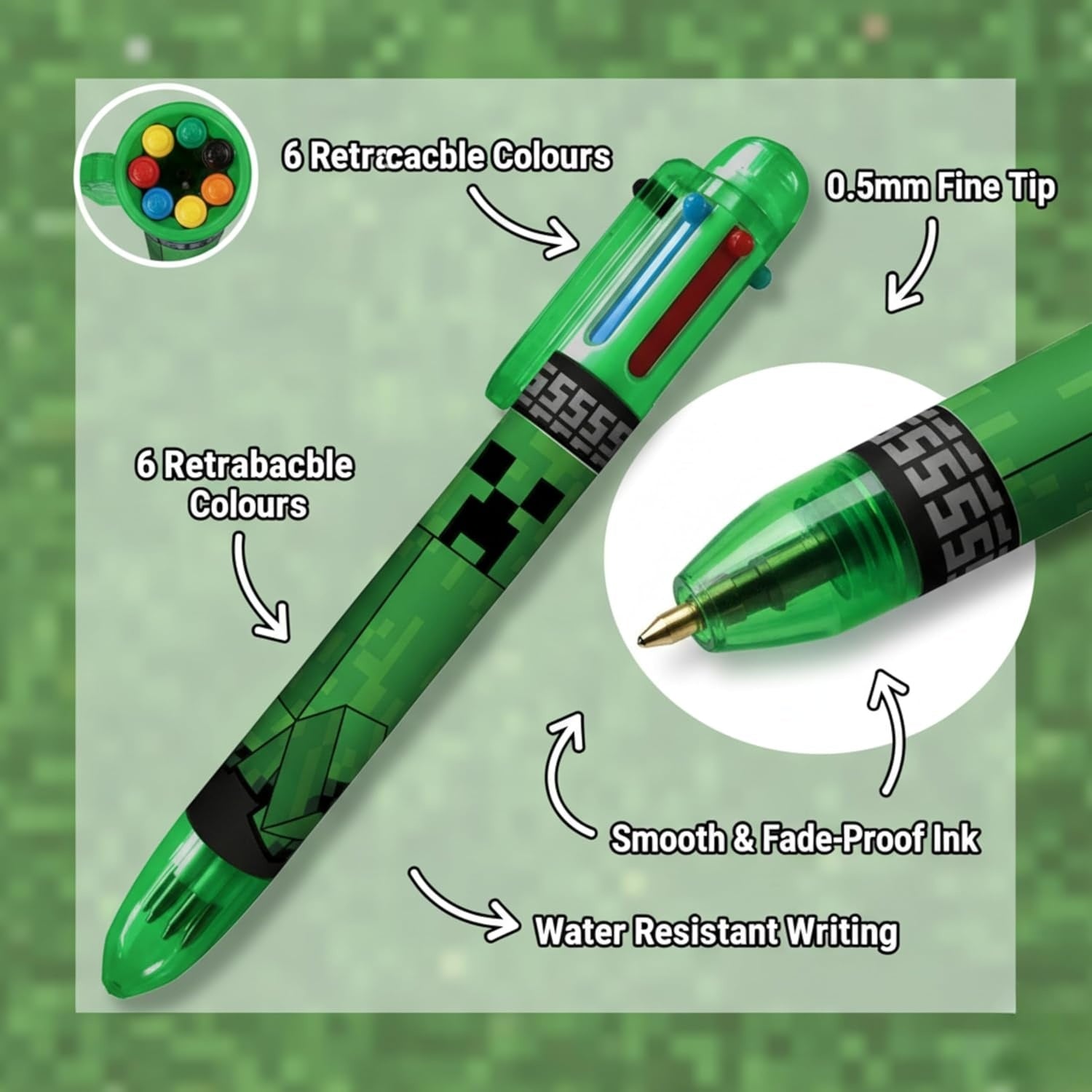 6 Color Pen Character Printed